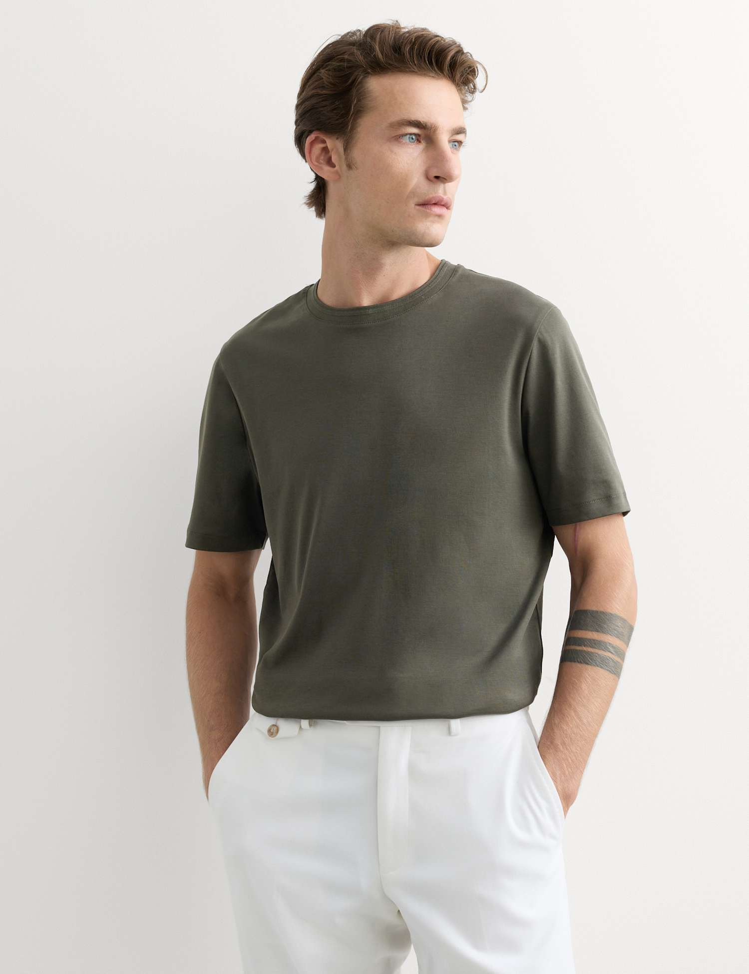 JAEGER Pure Cotton T-Shirt Evergreen