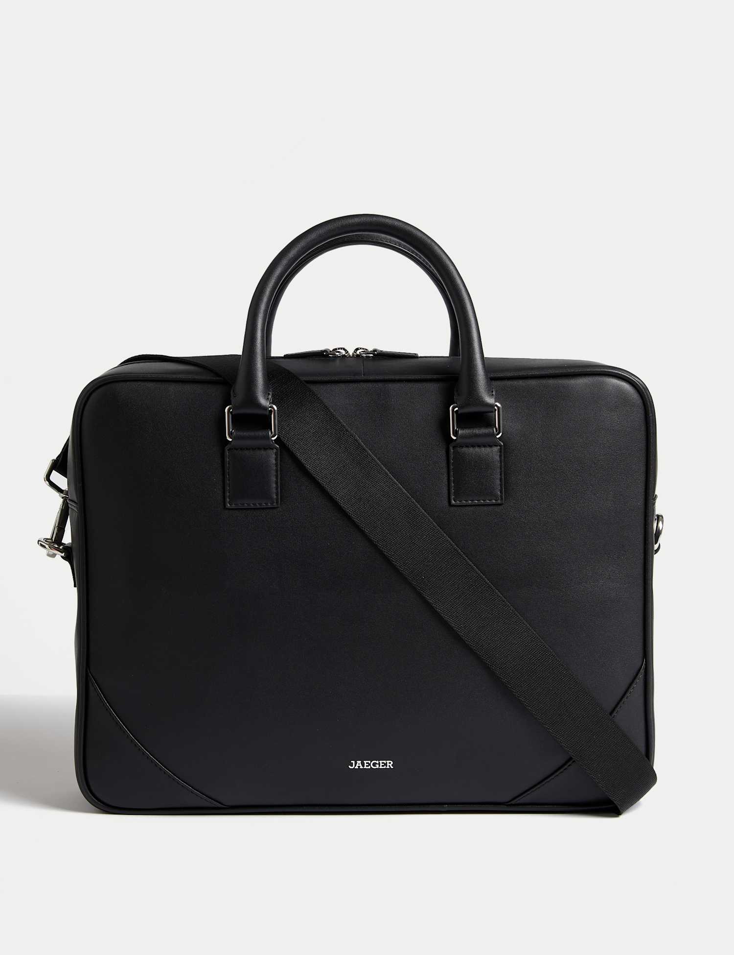 JAEGER Leather Laptop Bag Black