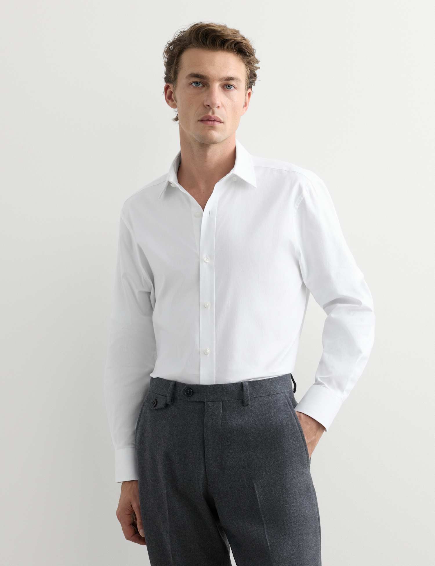 JAEGER Regular Fit Pure Cotton Luxury Oxford Shirt White