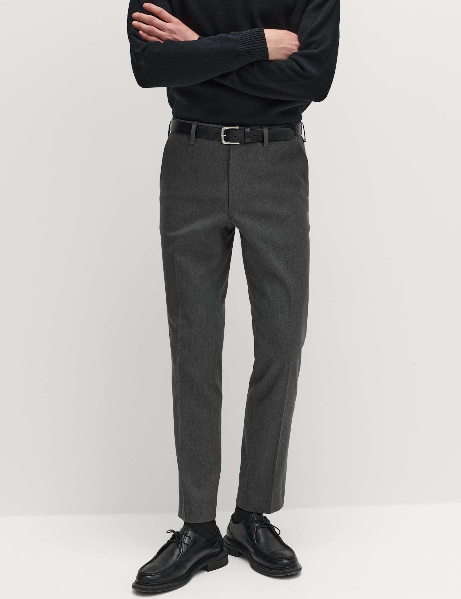 M&S Slim Fit Smart Stretch Trousers Charcoal