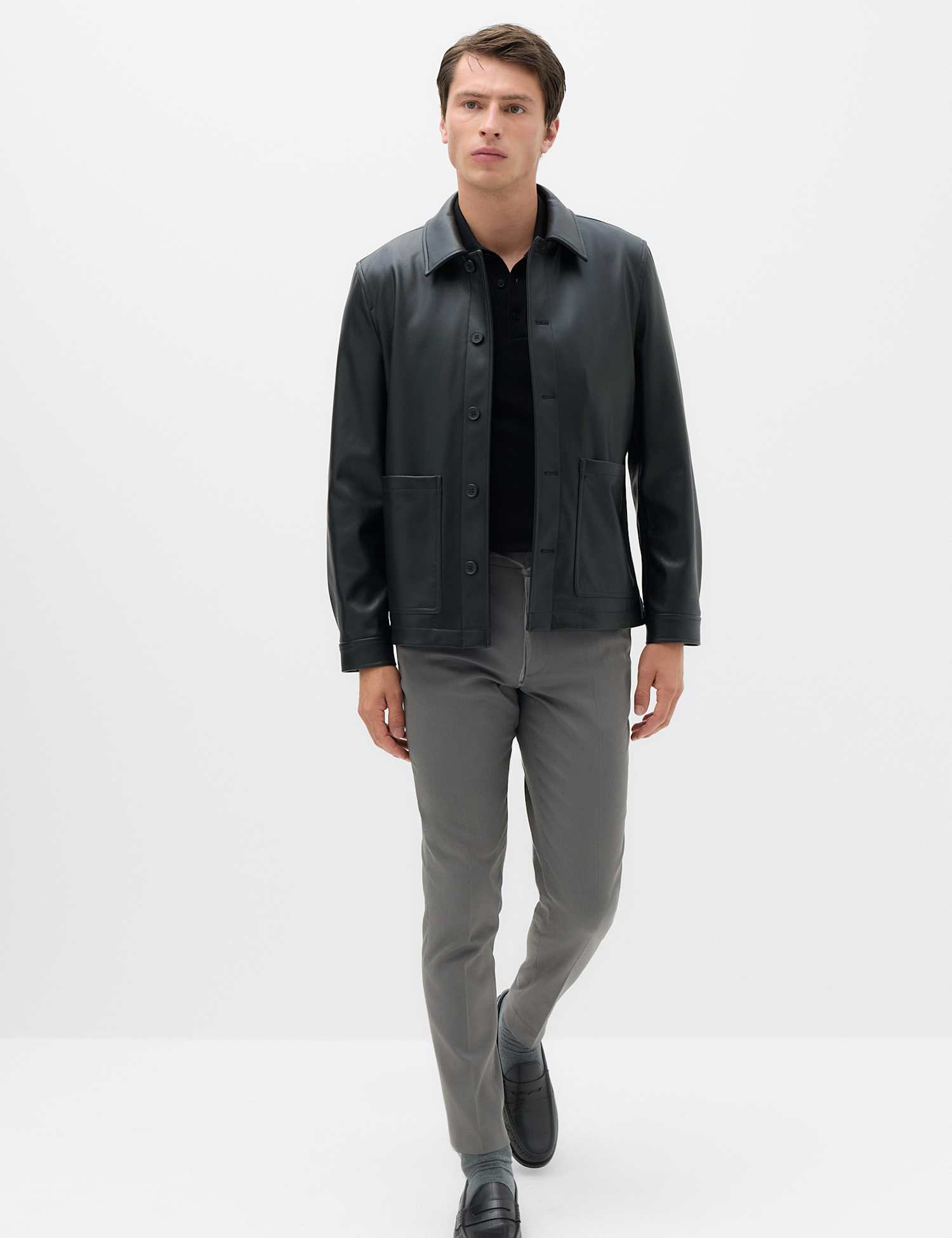 M&S Tapered Fit Elasticated Trousers Dark Grey