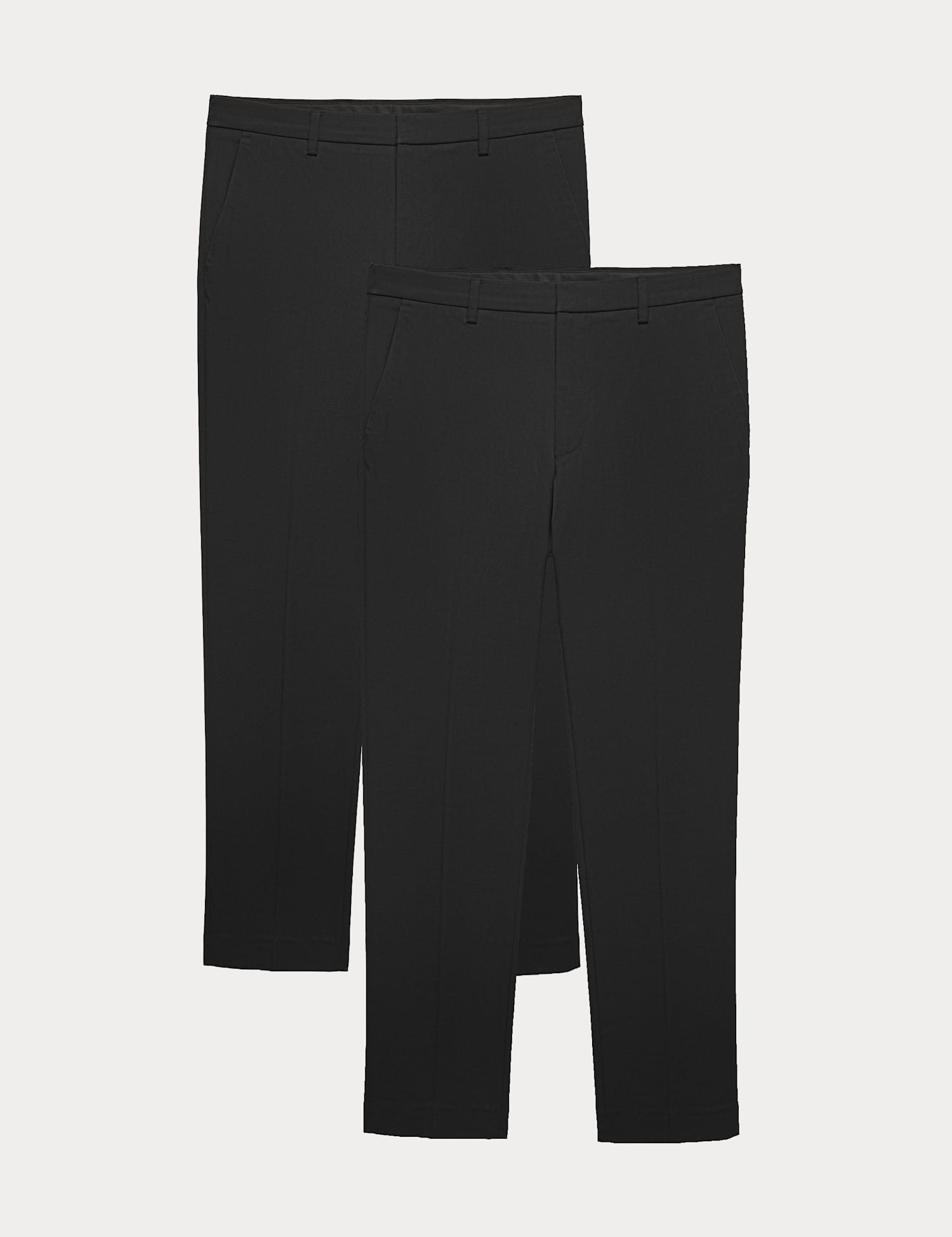 M&S 2 Pack Slim Fit Stretch Smart Trousers Black