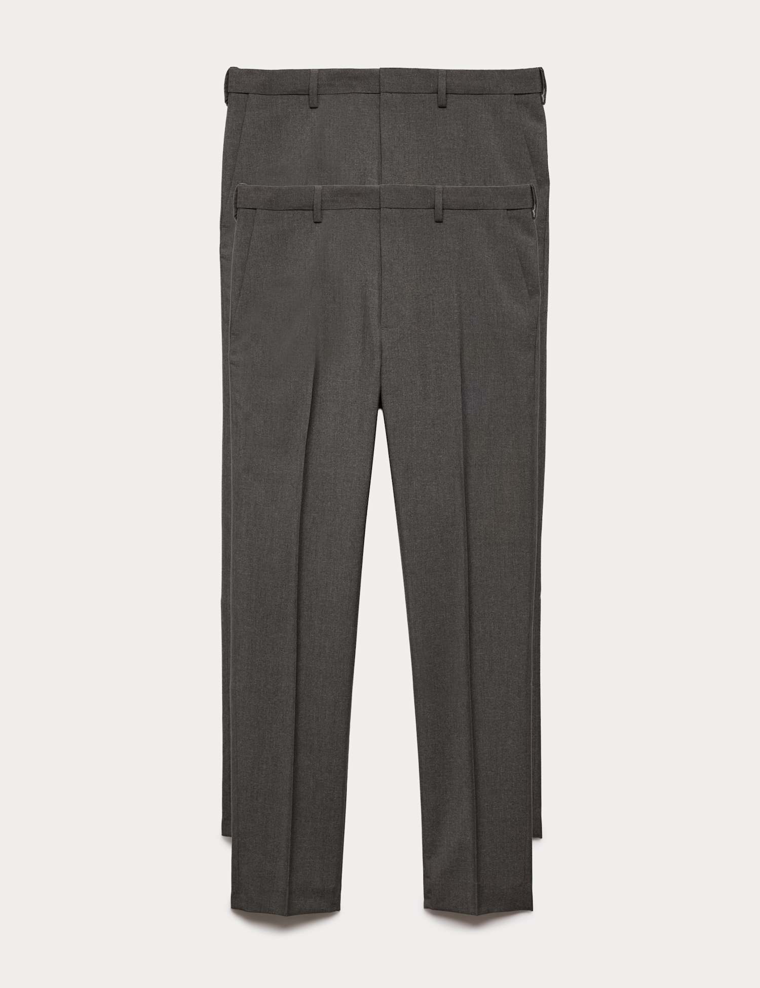 M&S 2 Pack Slim Fit Active Waist Smart Trousers Charcoal