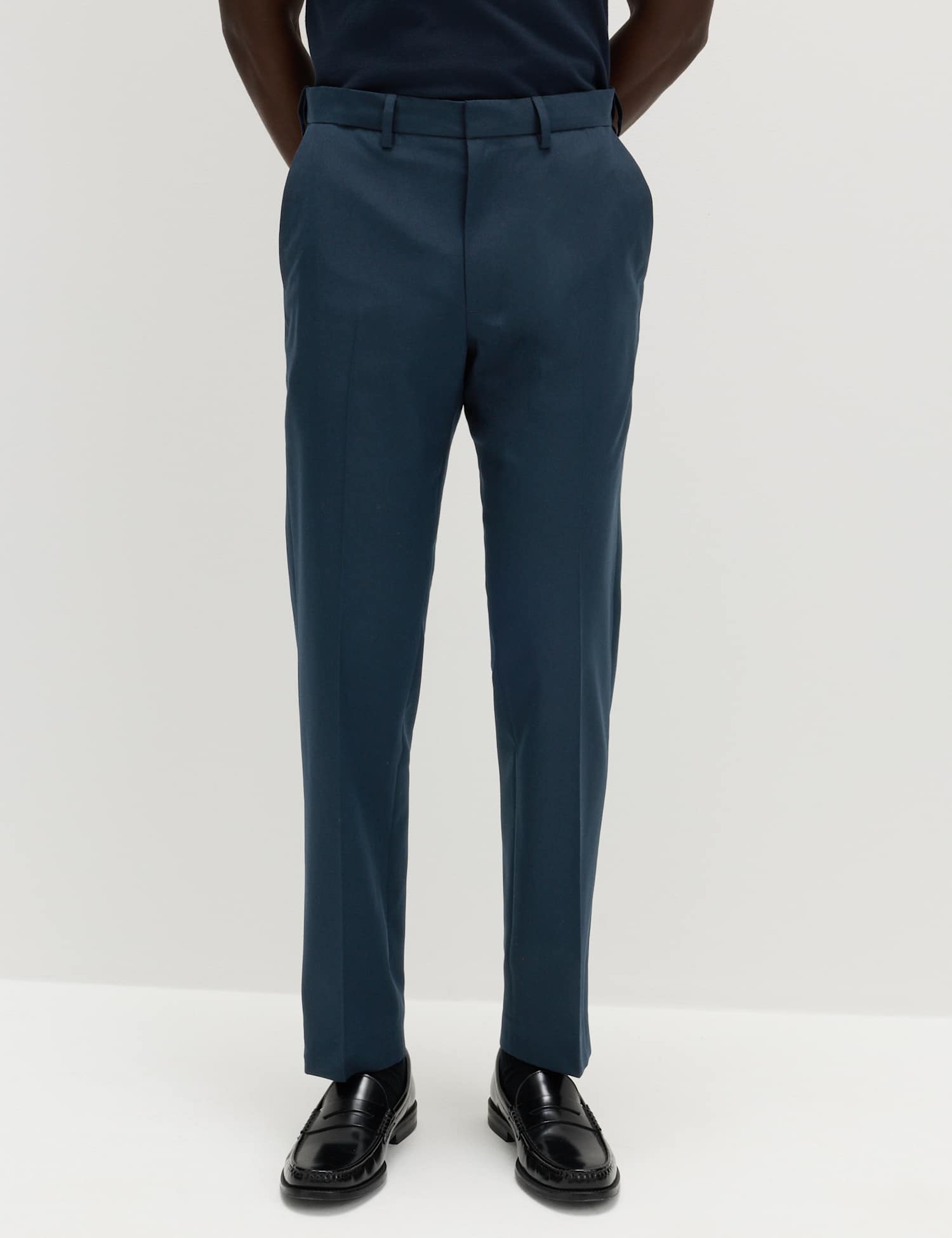 M&S Regular Fit Smart Trousers Navy