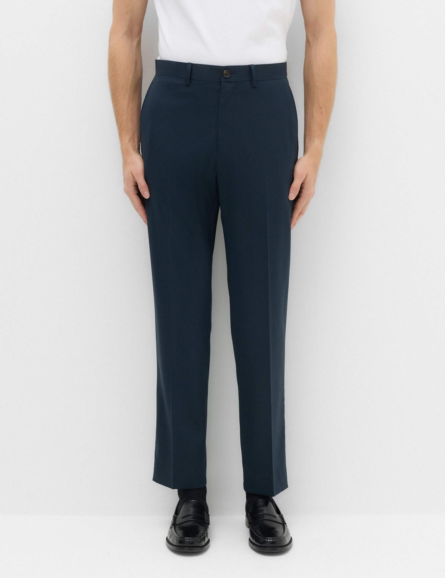 M&S Regular Fit Wool Blend Trousers Navy