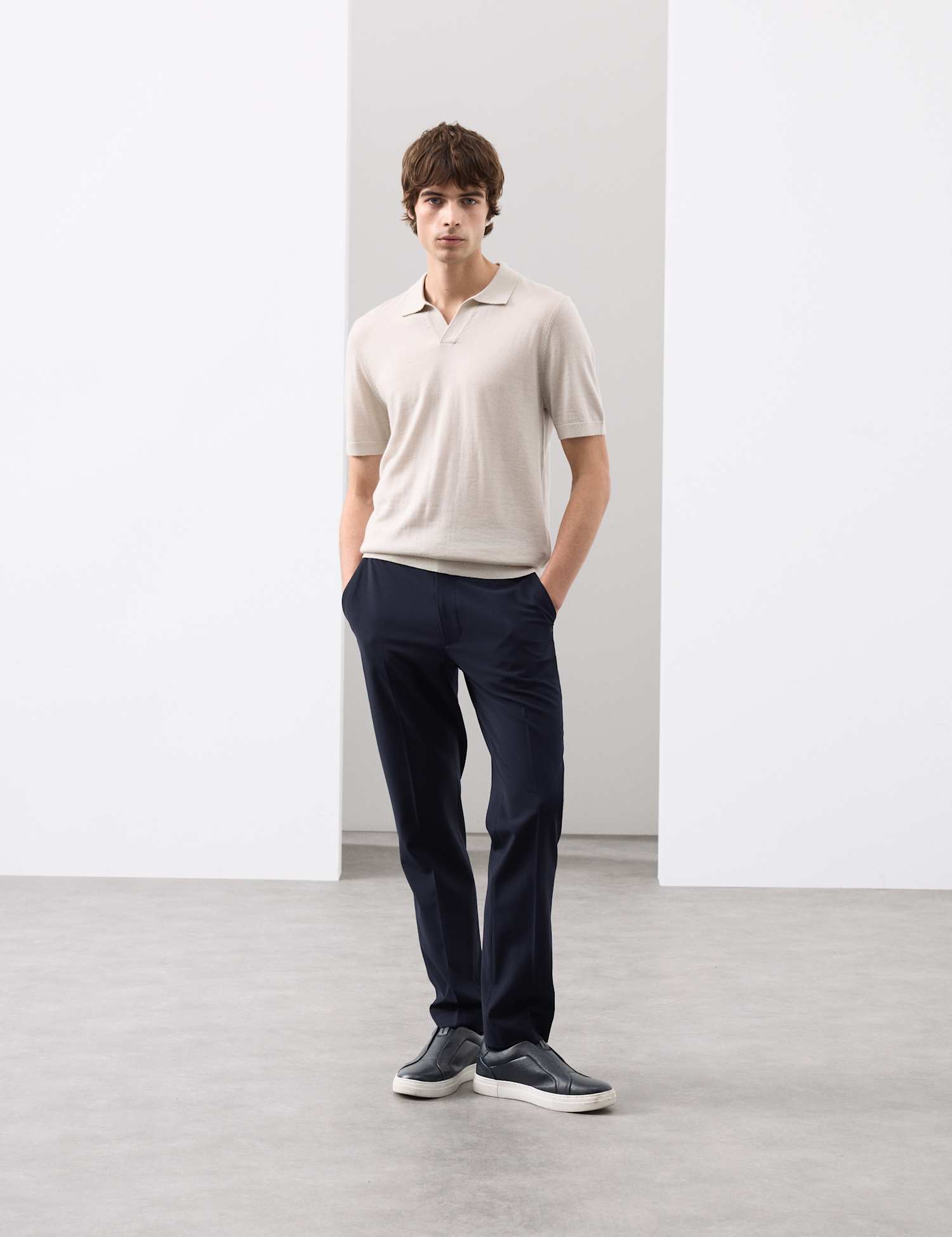 Autograph Slim Fit Wool Blend Performance Trousers Dark Navy
