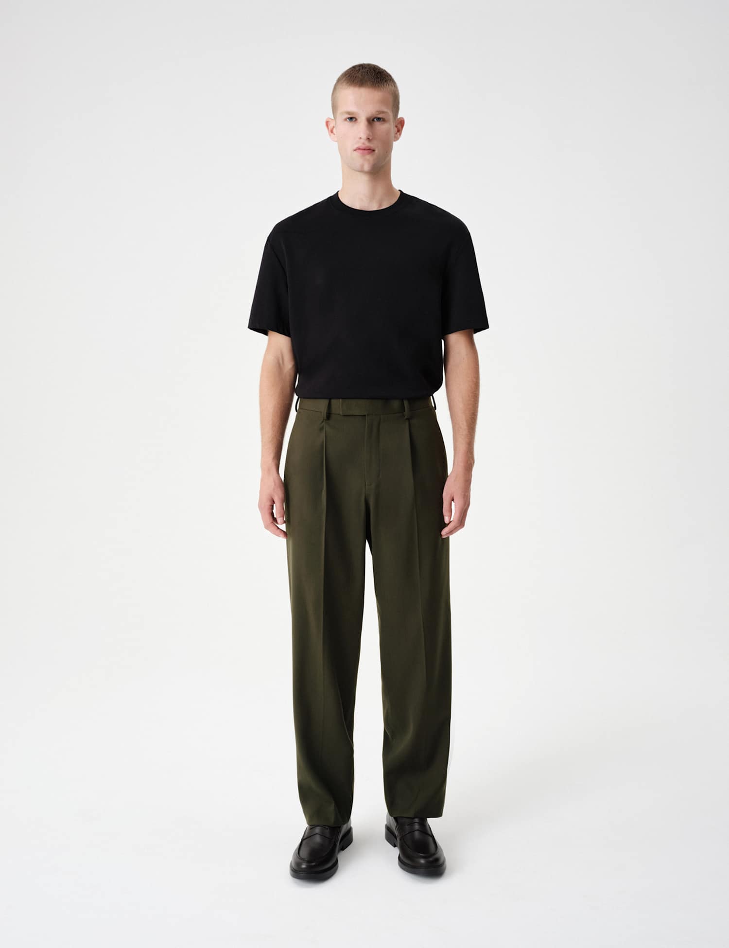 M&S Tailored Regular Fit Stretch Trousers Khaki