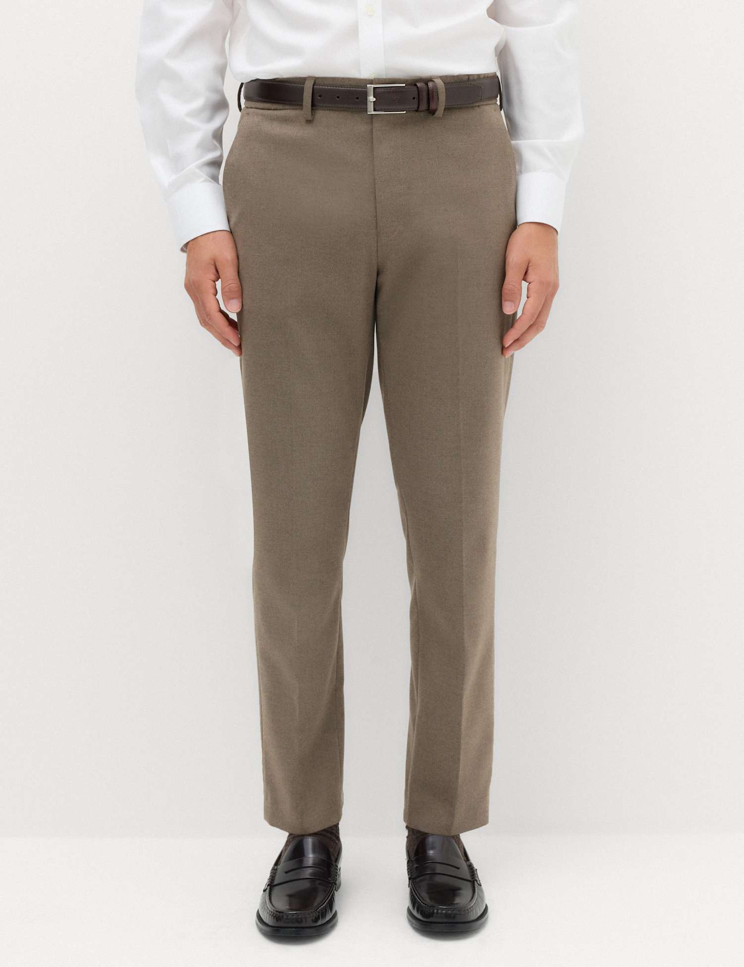 M&S Tailored Fit Flannel Smart Trousers Mole