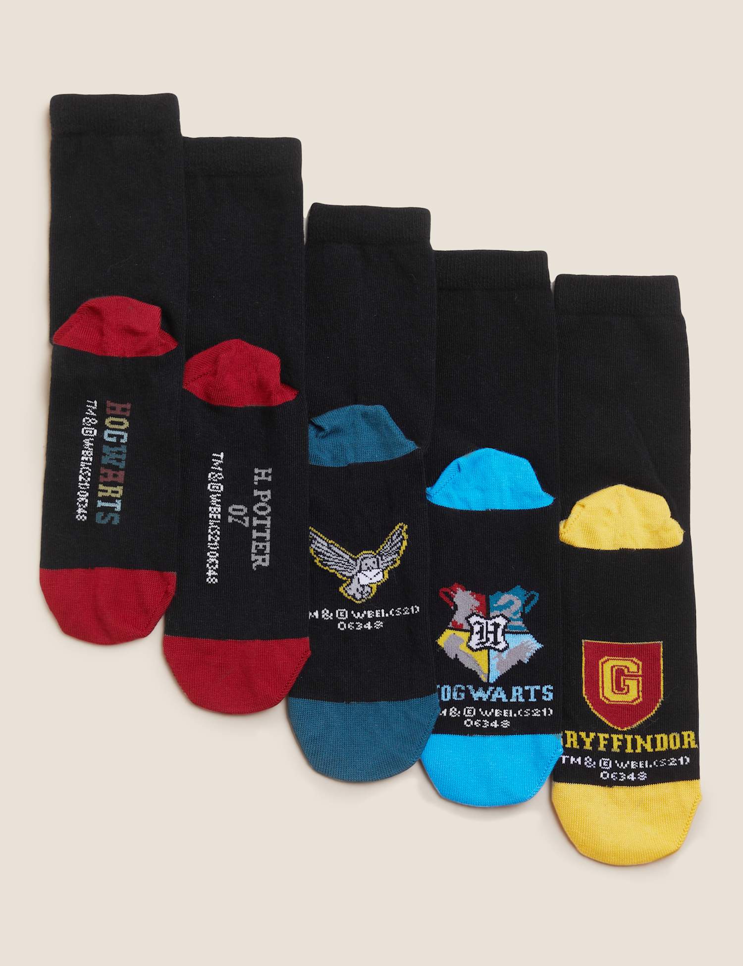 M&S 5 Pack Cotton Rich Harry Potter� Socks Black