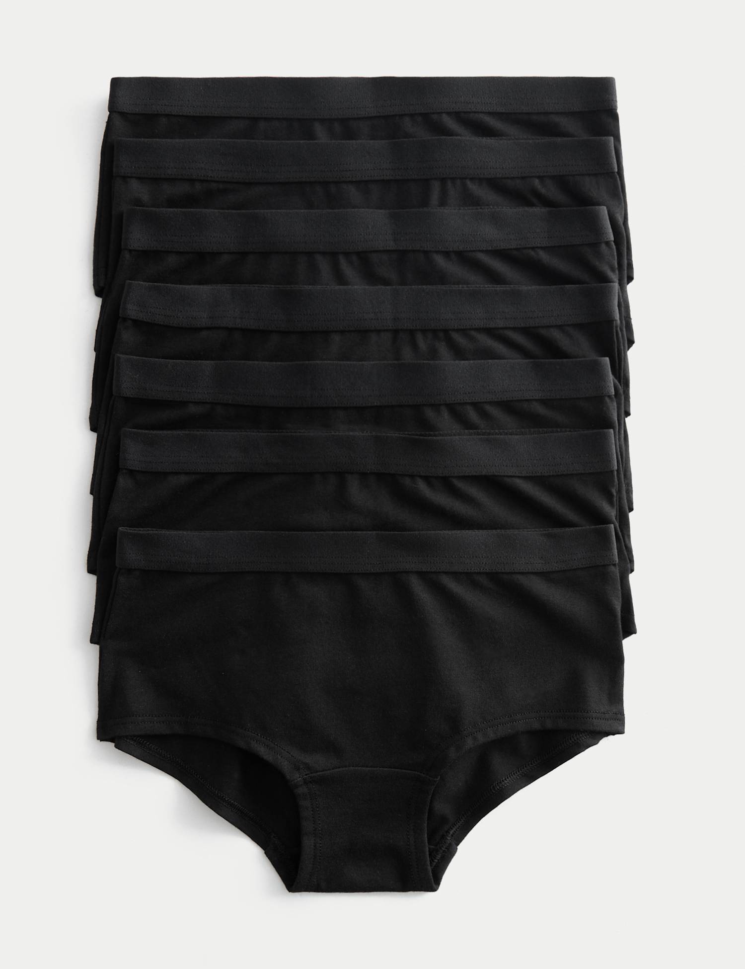 M&S 7 Pack Cotton with Stretch Shorts (5-16 Yrs) Black