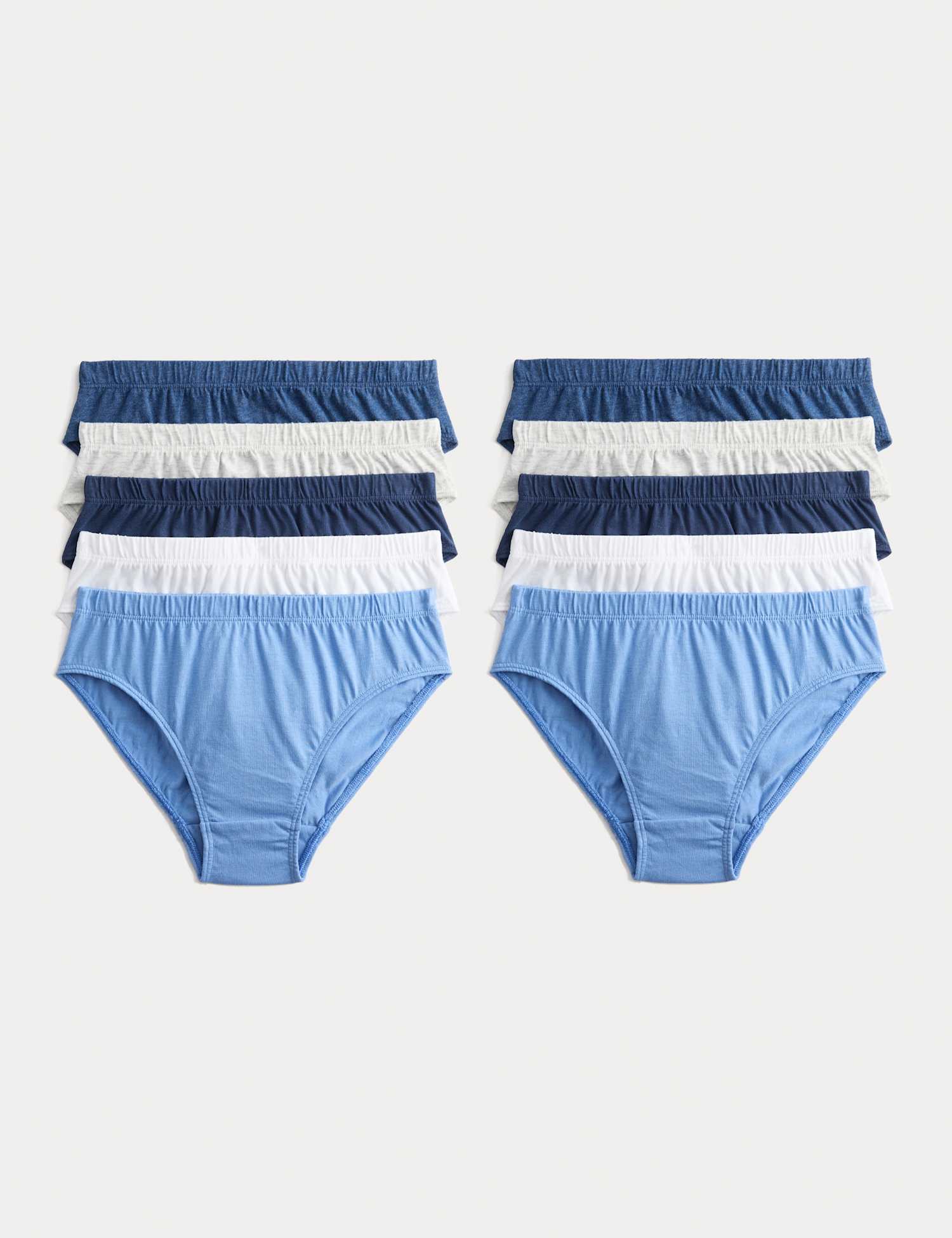 M&S 10 Pack Pure Cotton Briefs (2-14 Yrs) Blue Mix