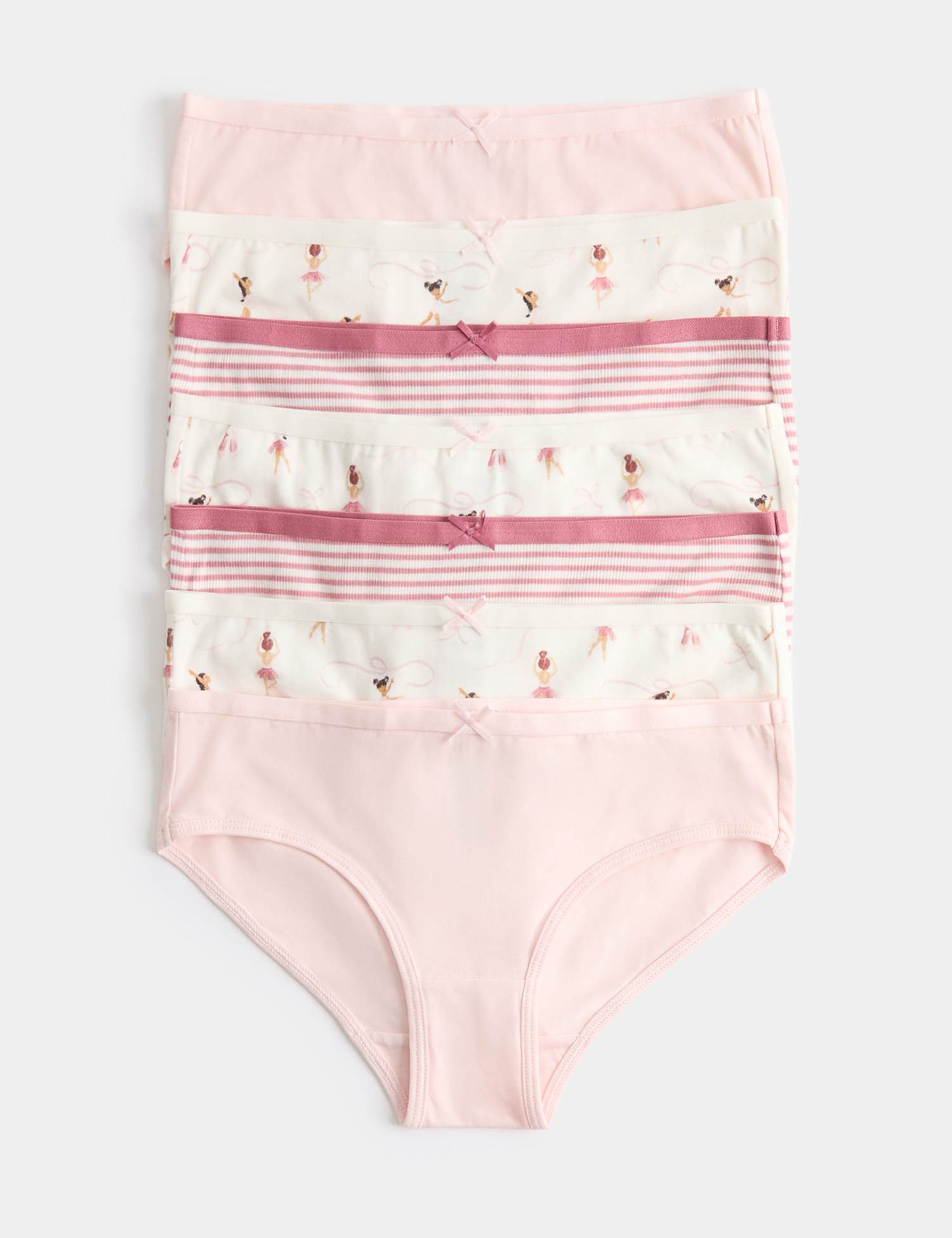 M&S 7 Pack Cotton With Stretch Ballerina Knickers (18 Mths - 10 Yrs) Dusky Pink