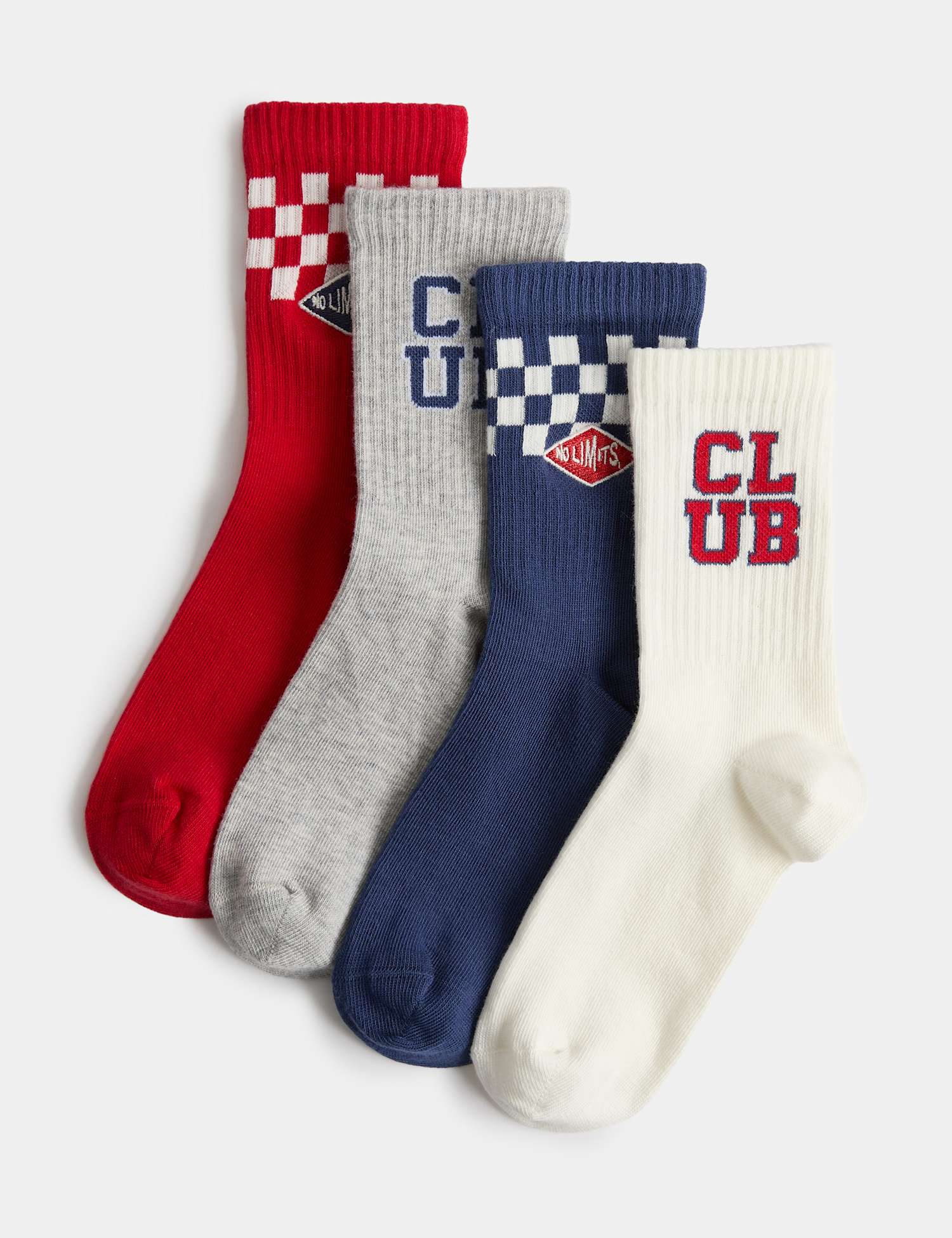 M&S 4 Pack Checked Socks (6 Small-7 Large) Red Mix
