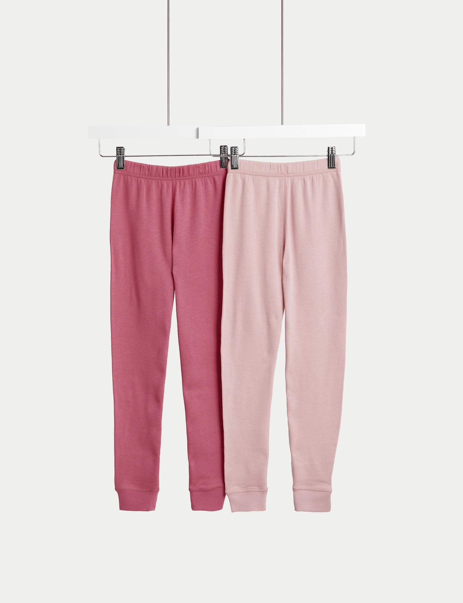M&S 2 Pack Cotton Blend Thermal Leggings (2-14 Yrs) Dusted Pink