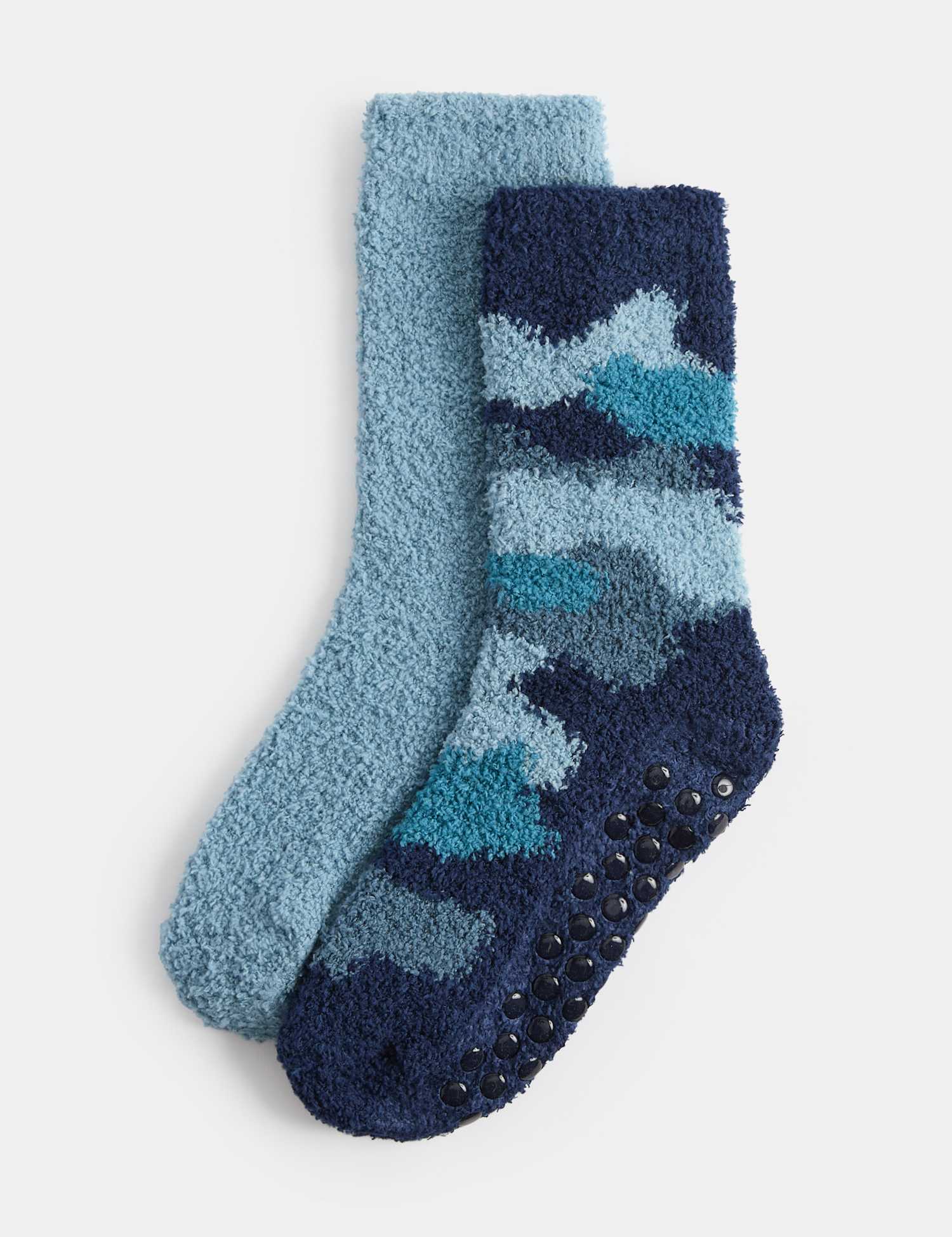 M&S 2 Pack Camouflage Slipper Socks Multi