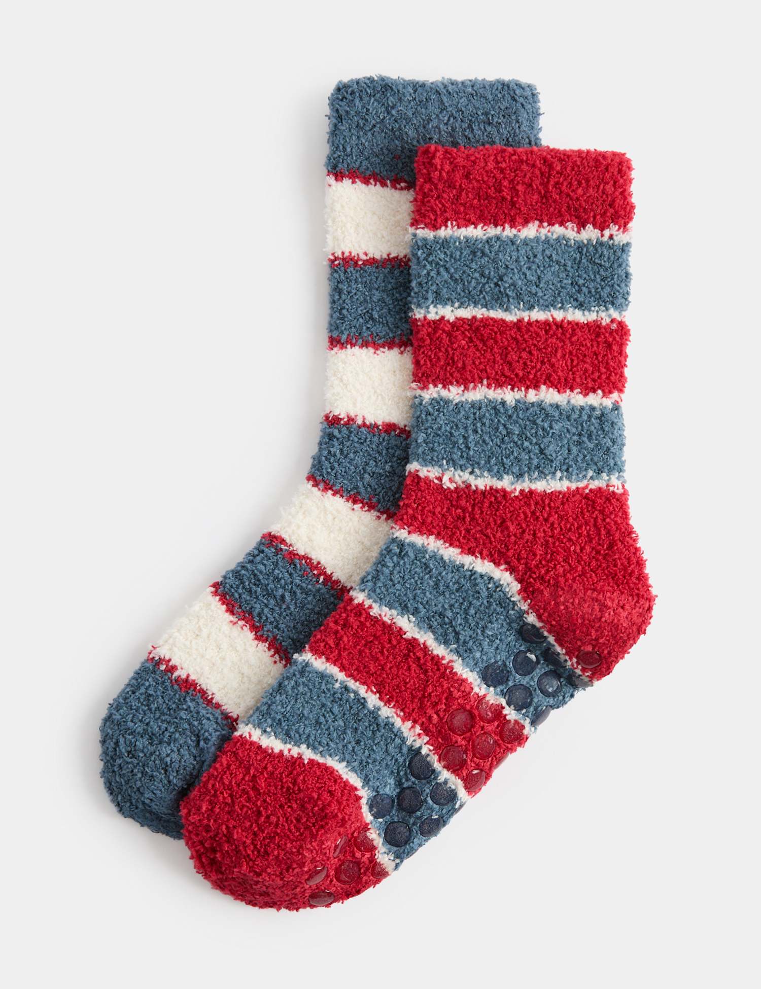 M&S Striped Cosy Slipper Socks Green Mix