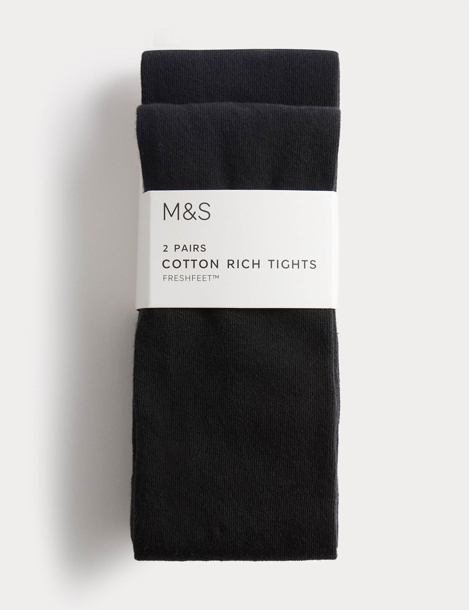 M&S 2 Pack Cotton Rich School Tights (2-16 Yrs) Black