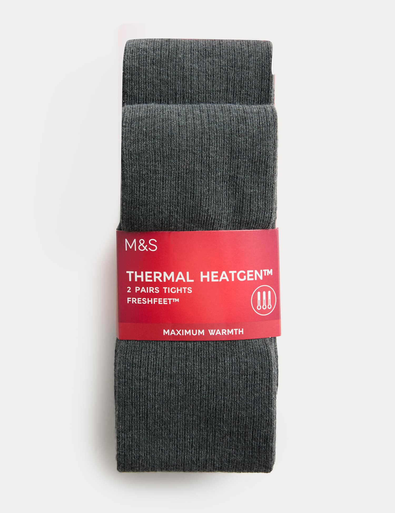 M&S 2 Pack Thermal Tights (4-16 Yrs) Dark Grey