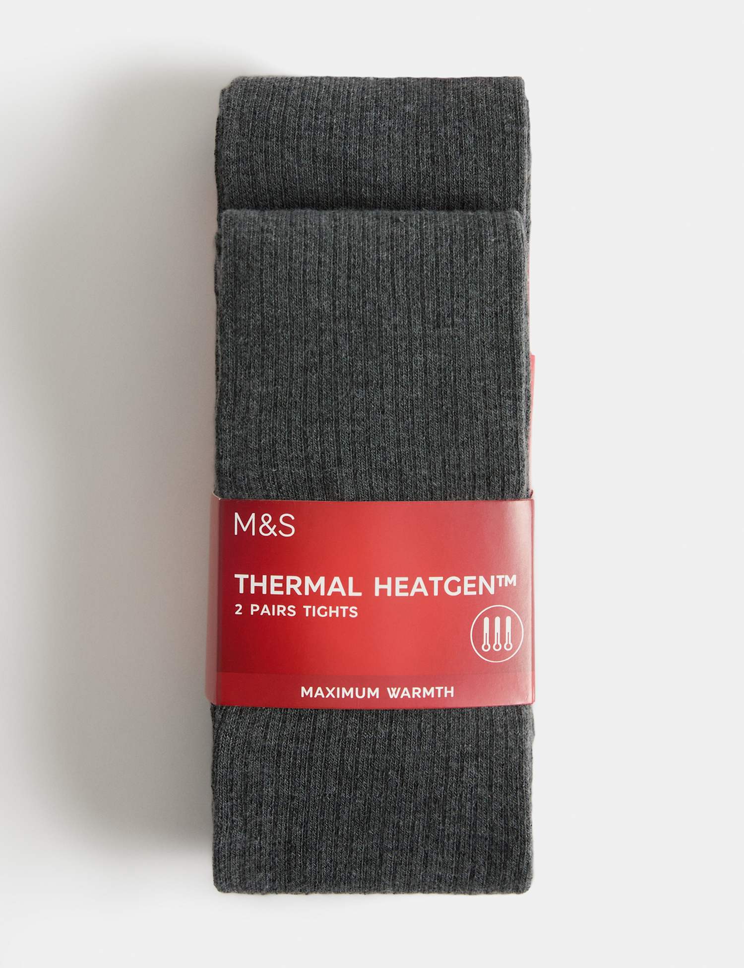 M&S 2 Pack Thermal Heatgen� Tights (2-16 Yrs) Dark Grey