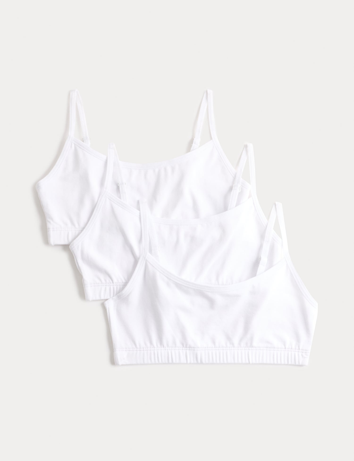 M&S 3 Pack Cotton with Stretch Crop Tops (6-16 Yrs) White