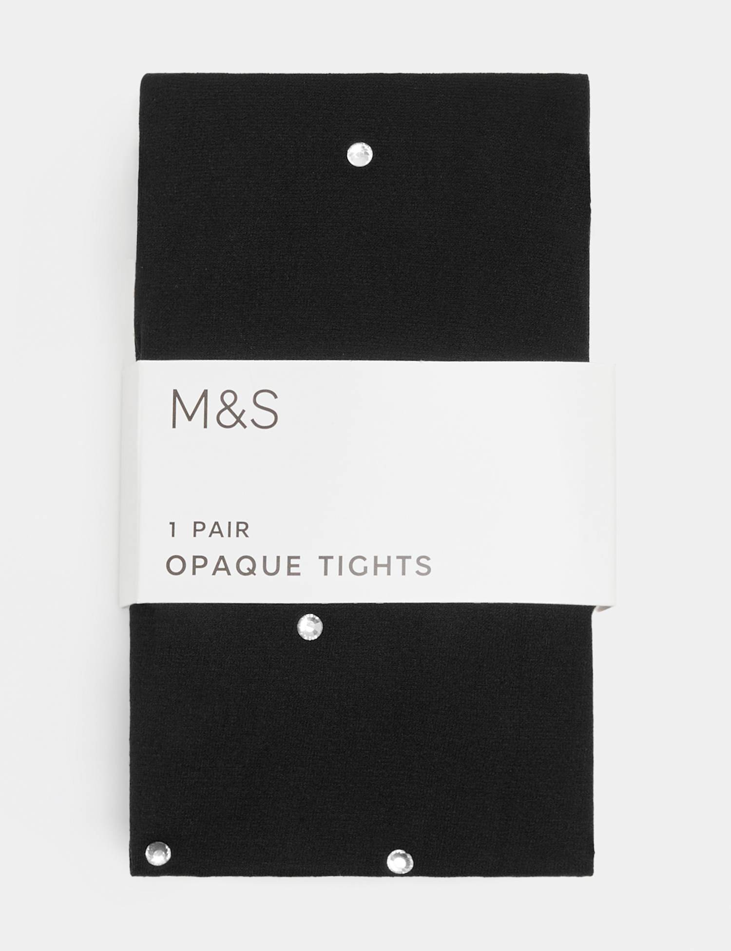 M&S Diamante Sparkly Opaque Tights Black High Shine
