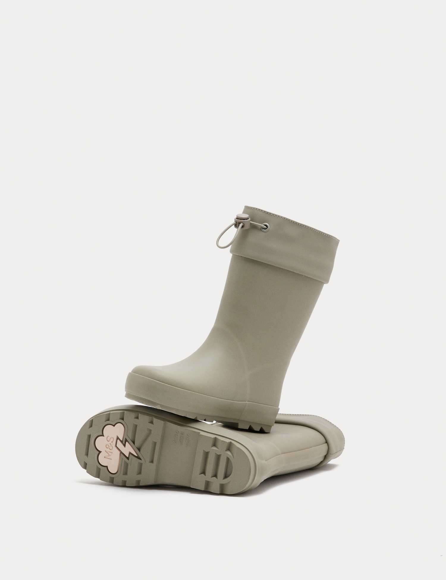 M&S Kids' Plain Cuff Wellies (4 Small - 6 Large) Green Mix