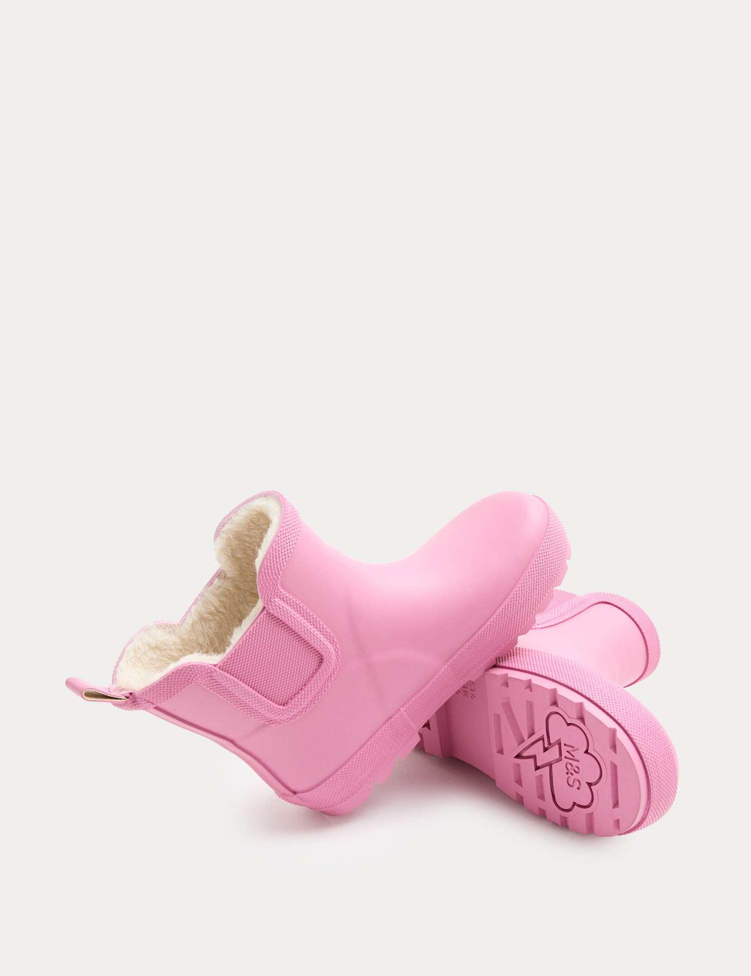 M&S Kids' Warm Lined Chelsea Wellies (3 Small - 2 Large) Rose Pink