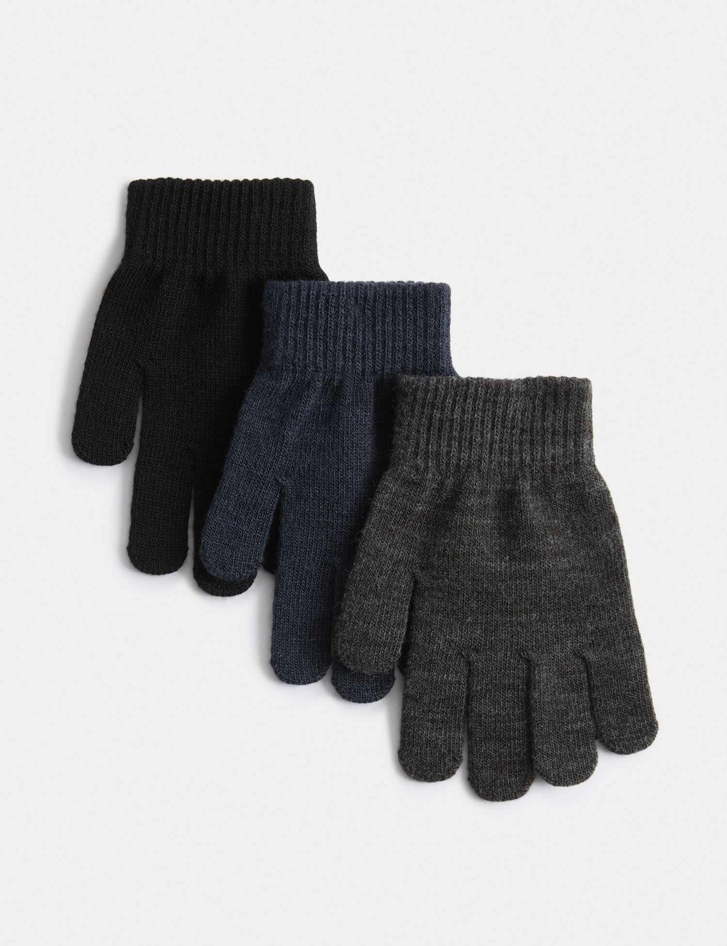 M&S Kids' 3 Pack Magic Gloves Grey Mix