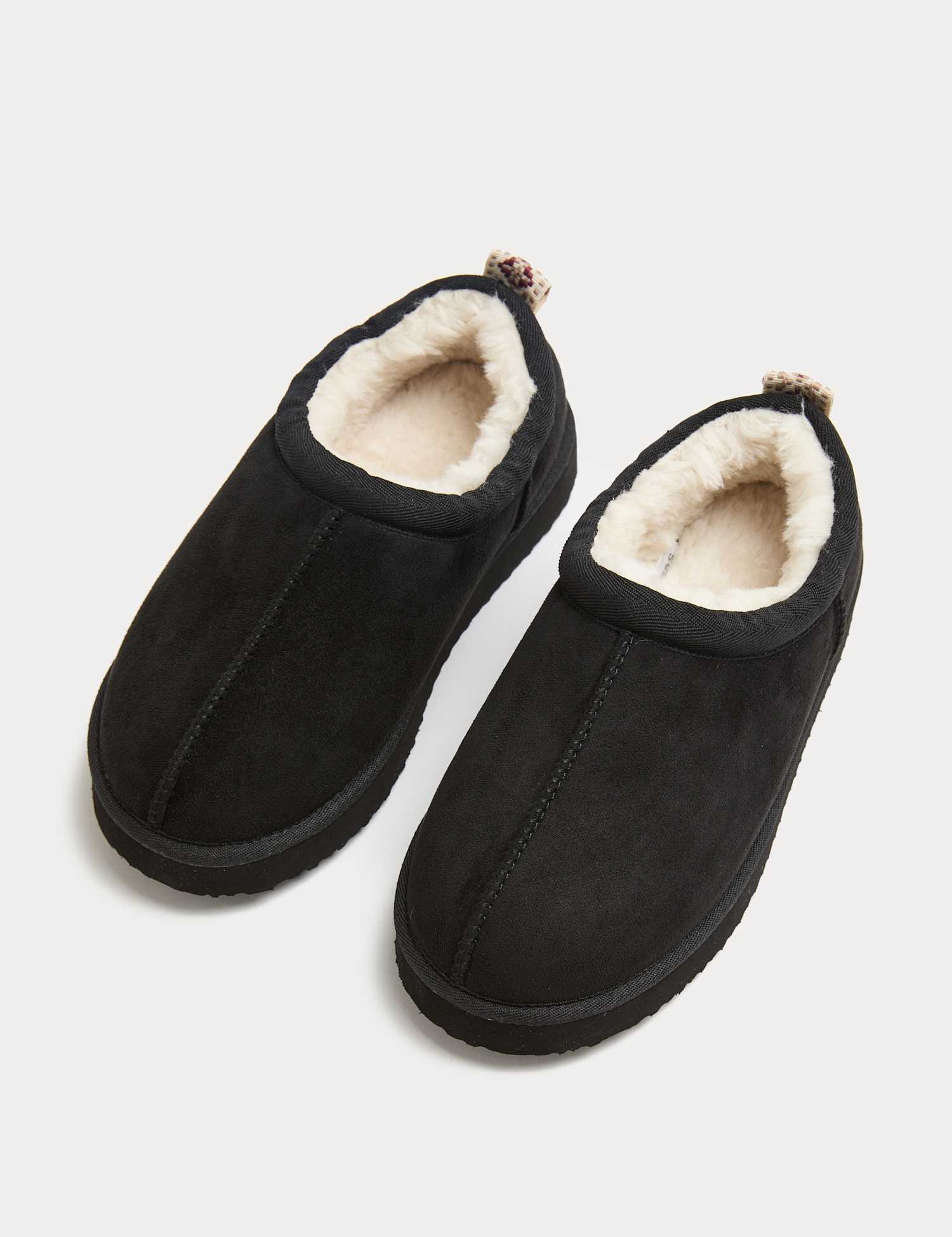 M&S Kids' Faux Fur Lined Slippers (9 Small - 7 Large) Black