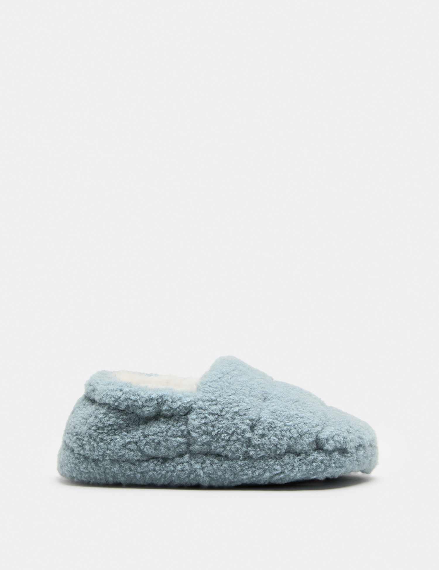 M&S Kids' Borg Elastic Back Slippers (4 Small - 2 Large) Blue