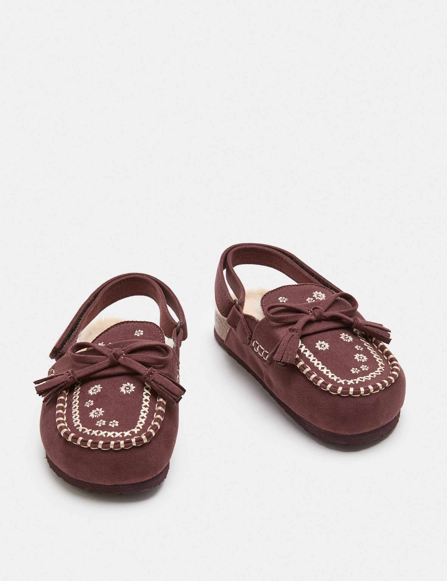 M&S Kids' Embroidered Slip On Clogs (10 Small - 2 Large) Burgundy
