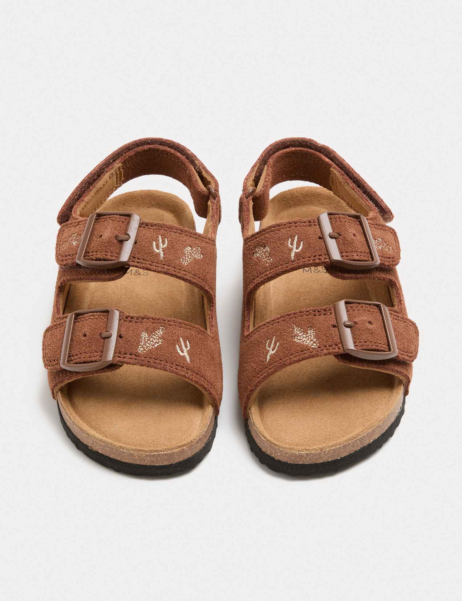 M&S Kids' Western Patterned Footbed Sandals (4 Small-2 Large) Brown Mix