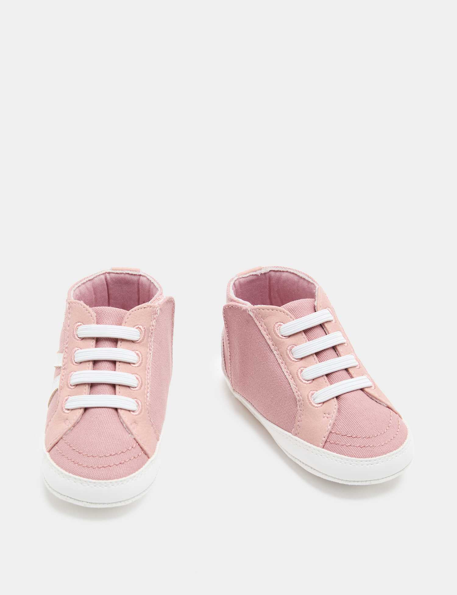 M&S Baby Canvas Riptape Pram Trainers (0-18 Mths) Pink