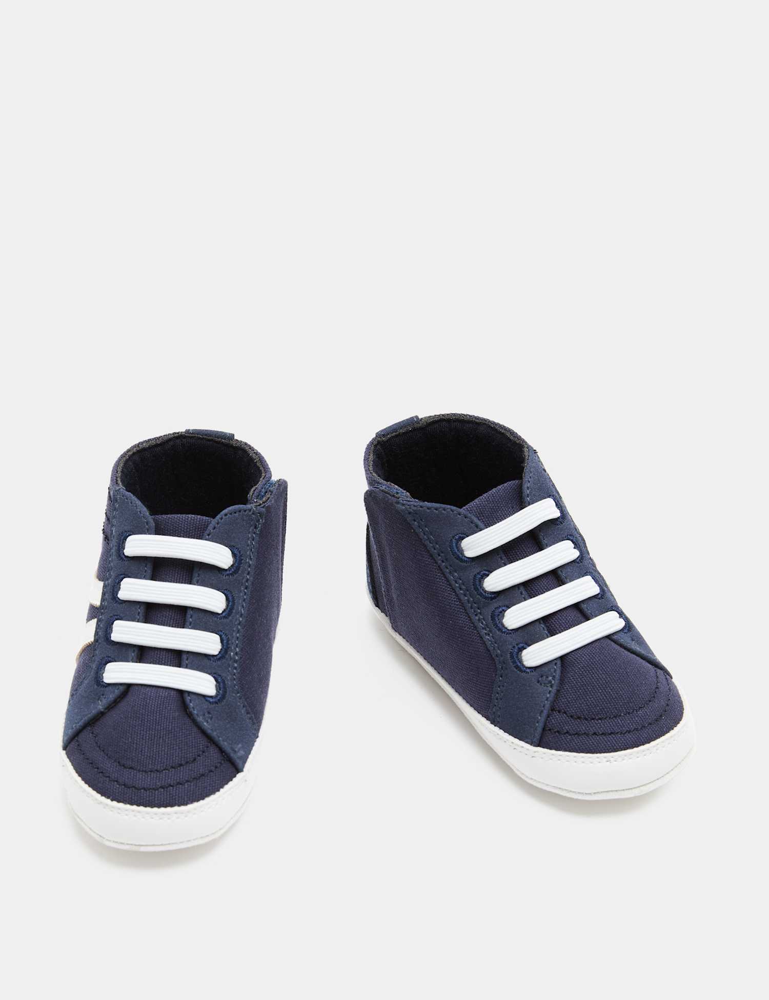 M&S Baby Canvas Riptape Pram Trainers (0-18 Mths) Blue