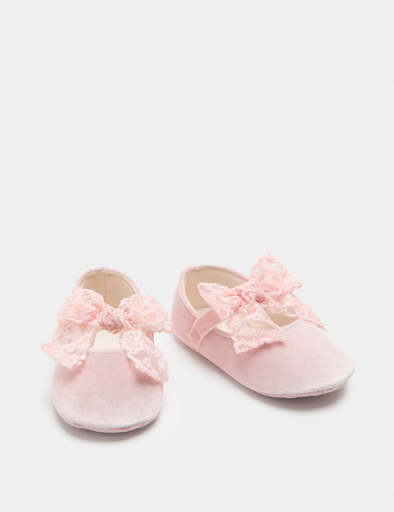M&S Baby Lace Ballet Pram Shoes (0-18 Mths) Pink