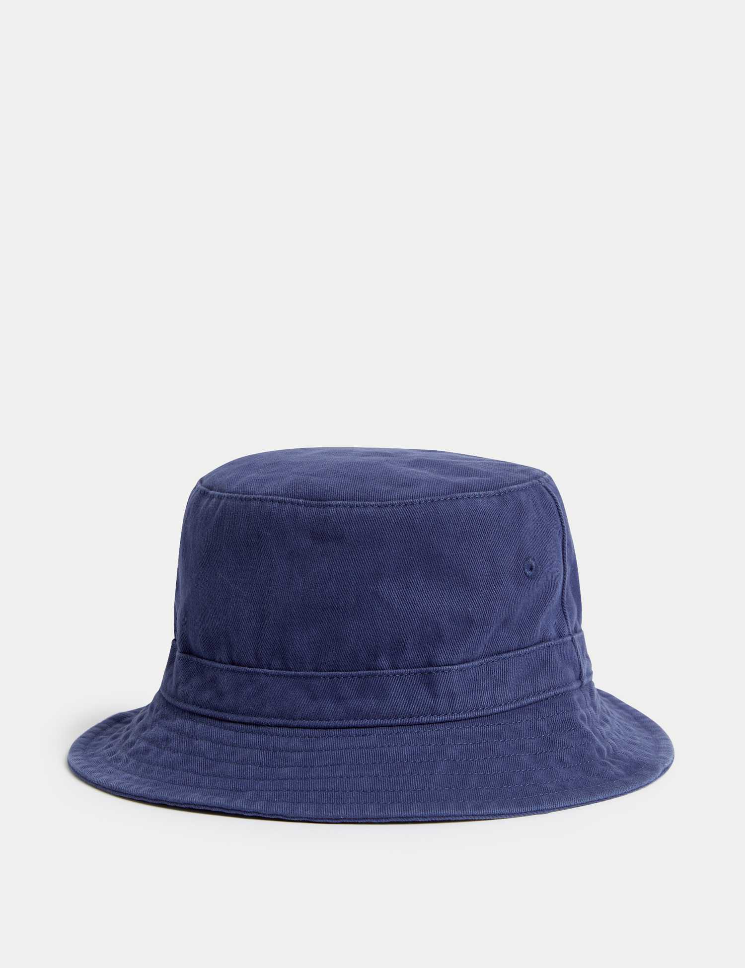 M&S Kids' Pure Cotton Bucket Sun Hat (1-13 Yrs) Navy