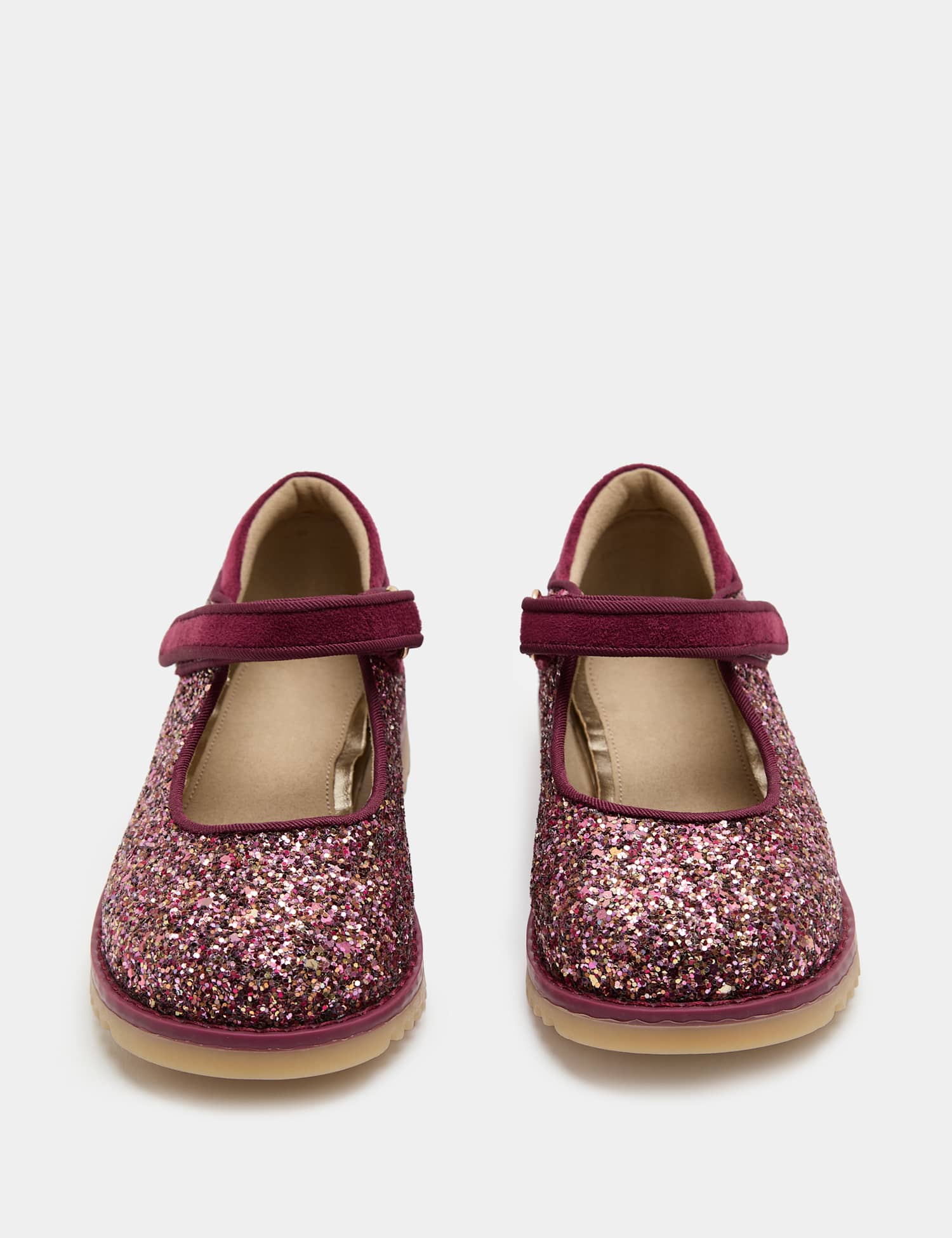 M&S Kids' Glitter Heritage Mary Jane Shoes (4 Small - 2 Large) Dark Red Mix