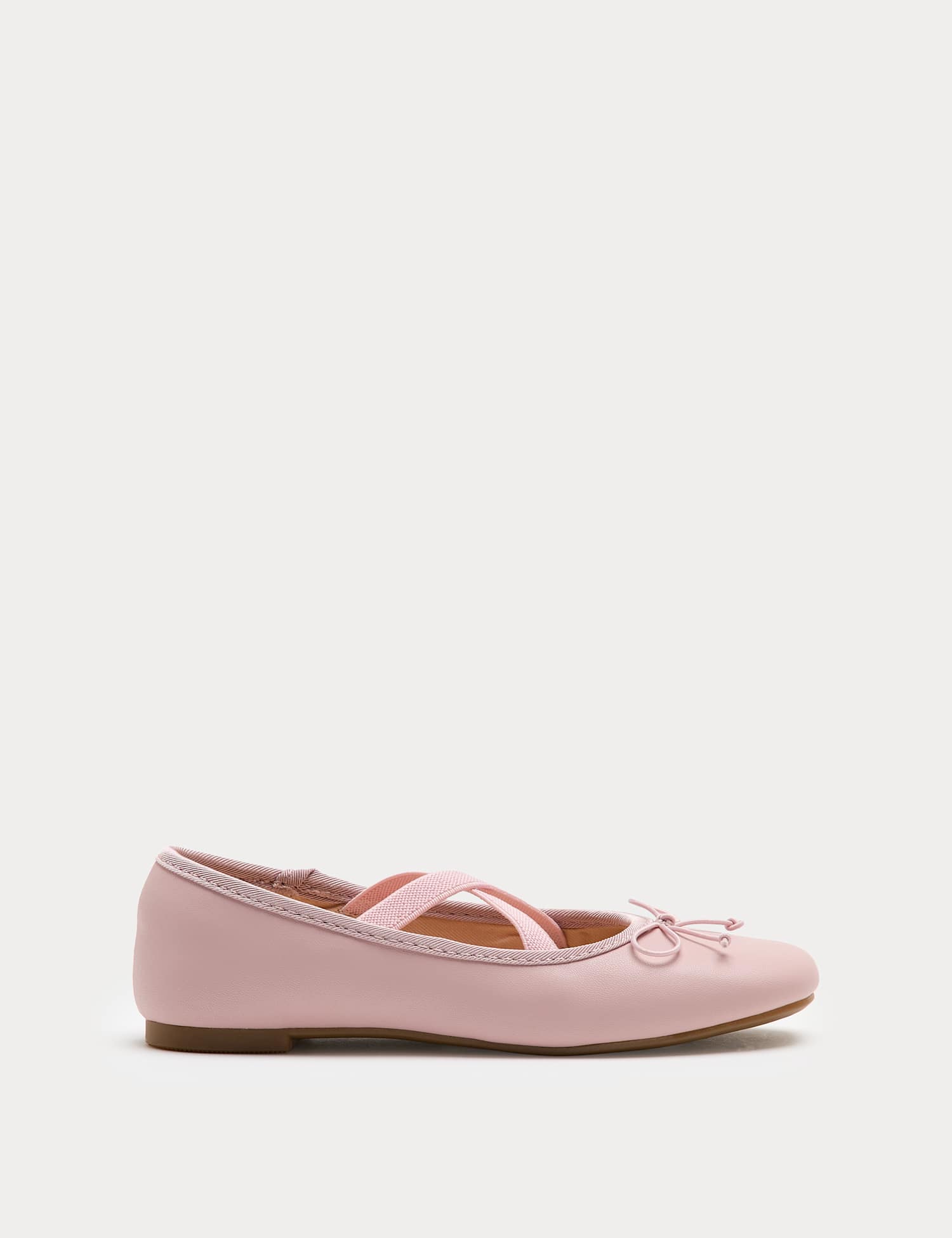 M&S Kids' Square Toe Ballet Shoes (4 Small - 6 Large) Soft Pink