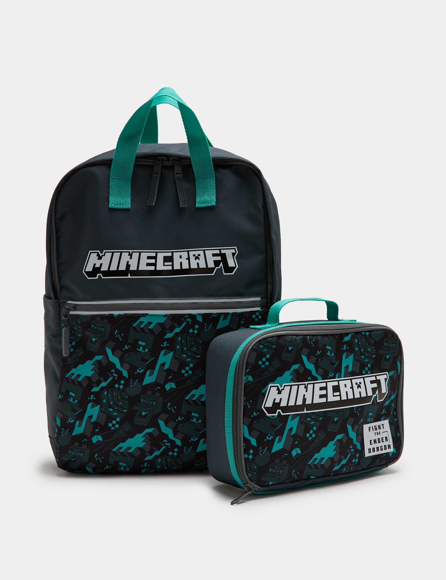 M&S 2 Piece Minecraft� Backpack & Lunchbox Grey Mix