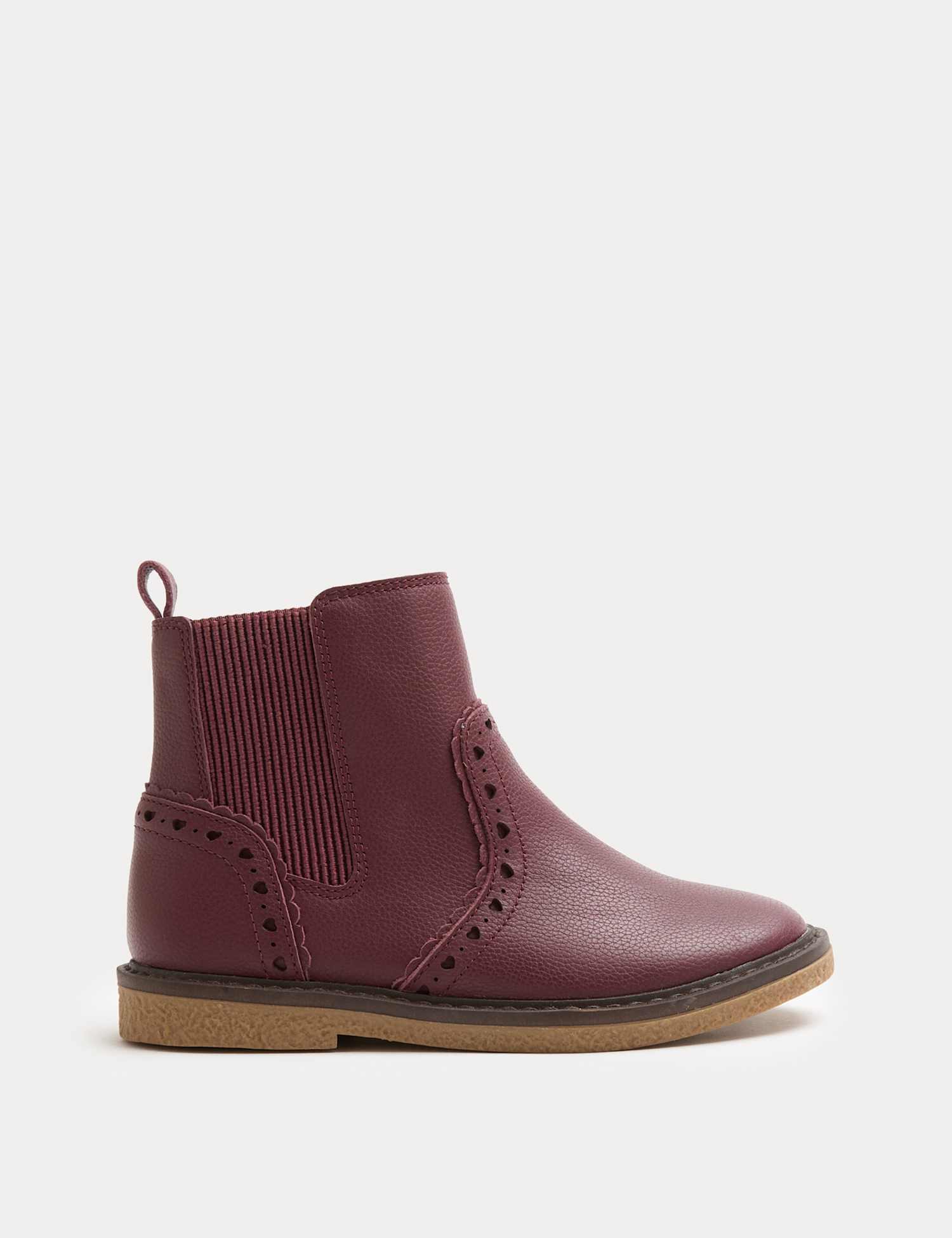 M&S Kids' Leather Chelsea Boots (4 Small - 2 Large) Berry