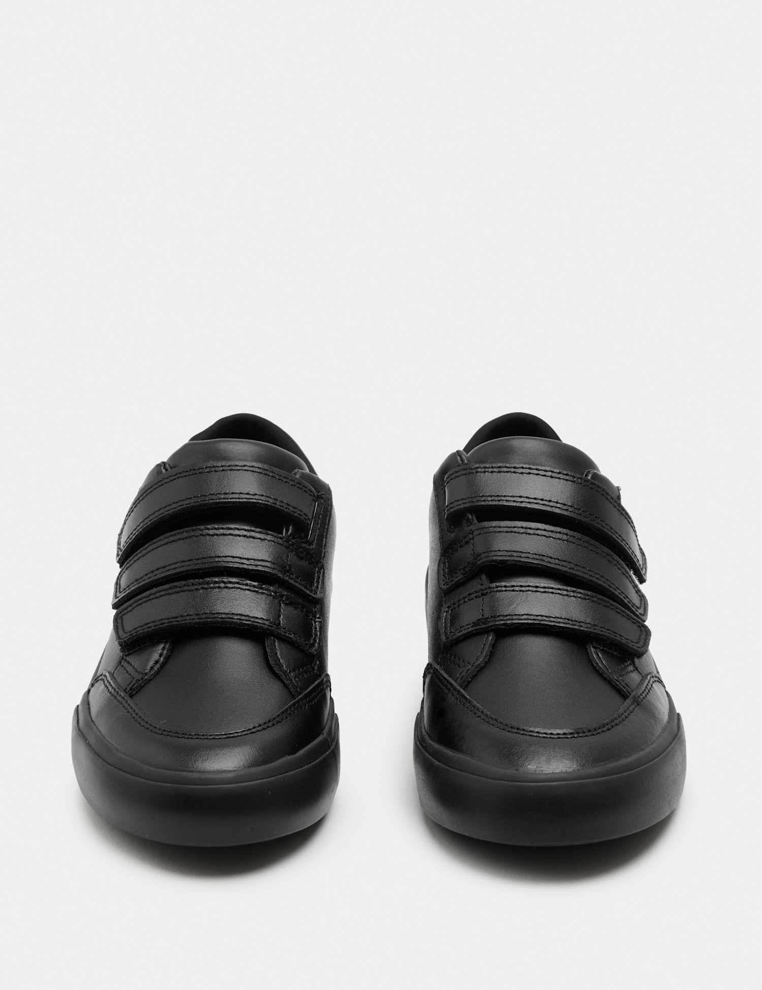 M&S Kids' Triple Riptape Leather School Shoes (2� Large - 9 Large) Black