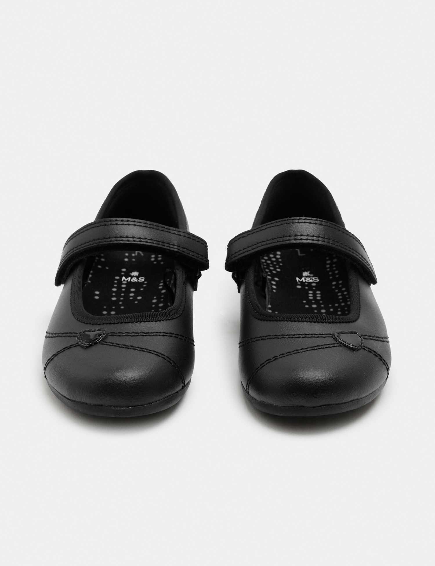 M&S Kids' Heart Ballet Leather School Shoes (8 Small - 2 Large) Black