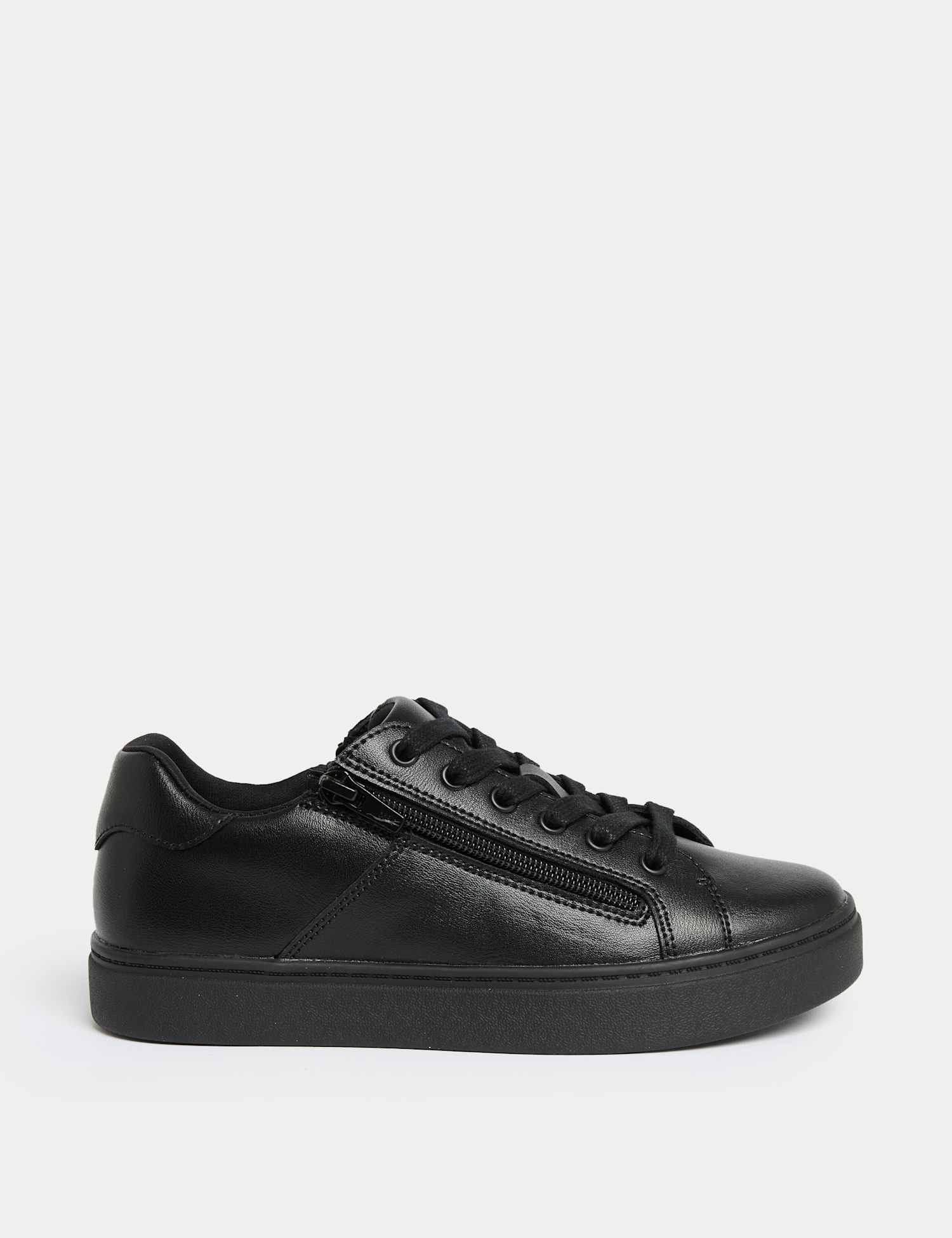 M&S Kids' Leather Side Zip School Shoes (13 Small-9 Large) Black