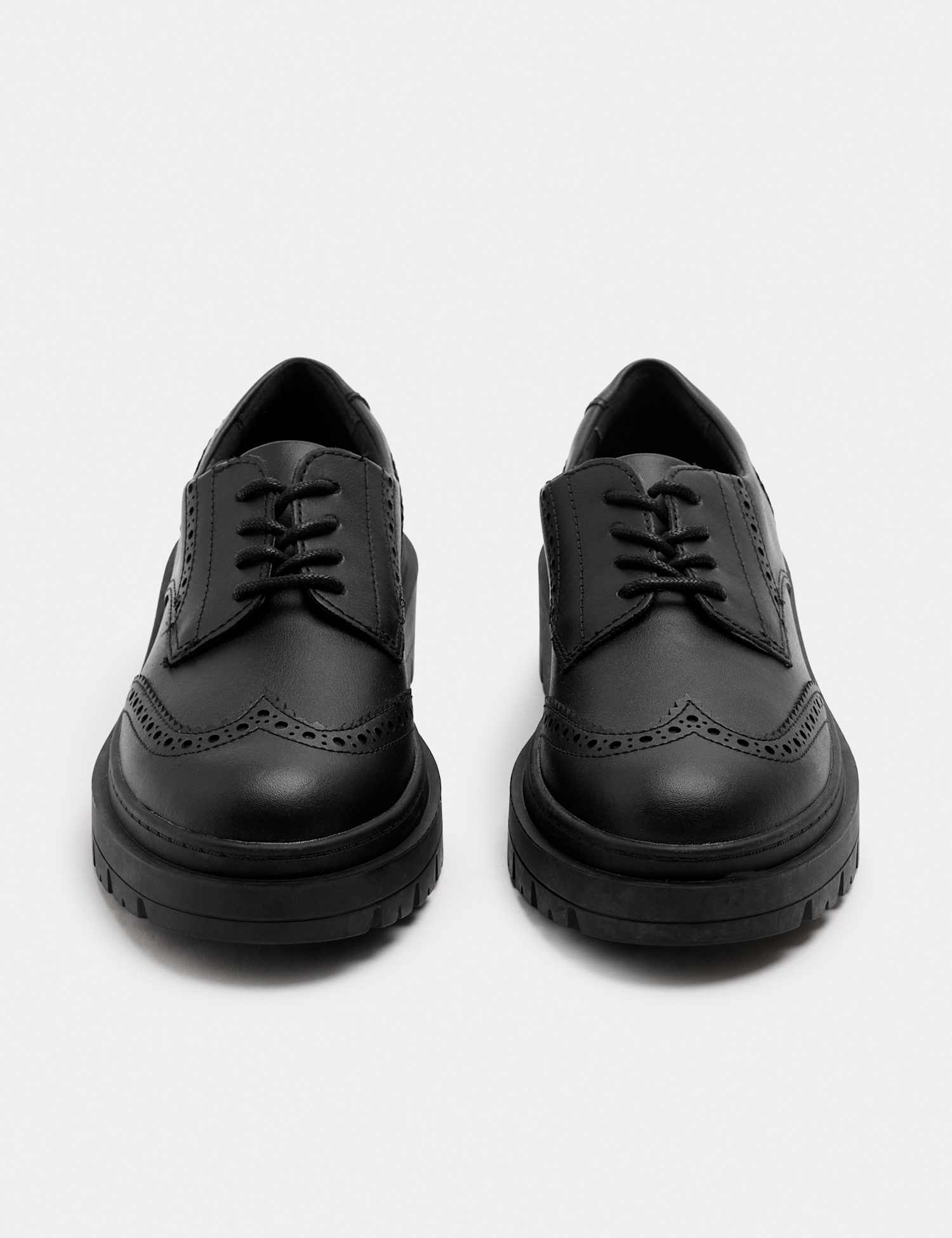 M&S Kids' Leather Chunky Brogue School Shoes (13 Small - 7 Large) Black