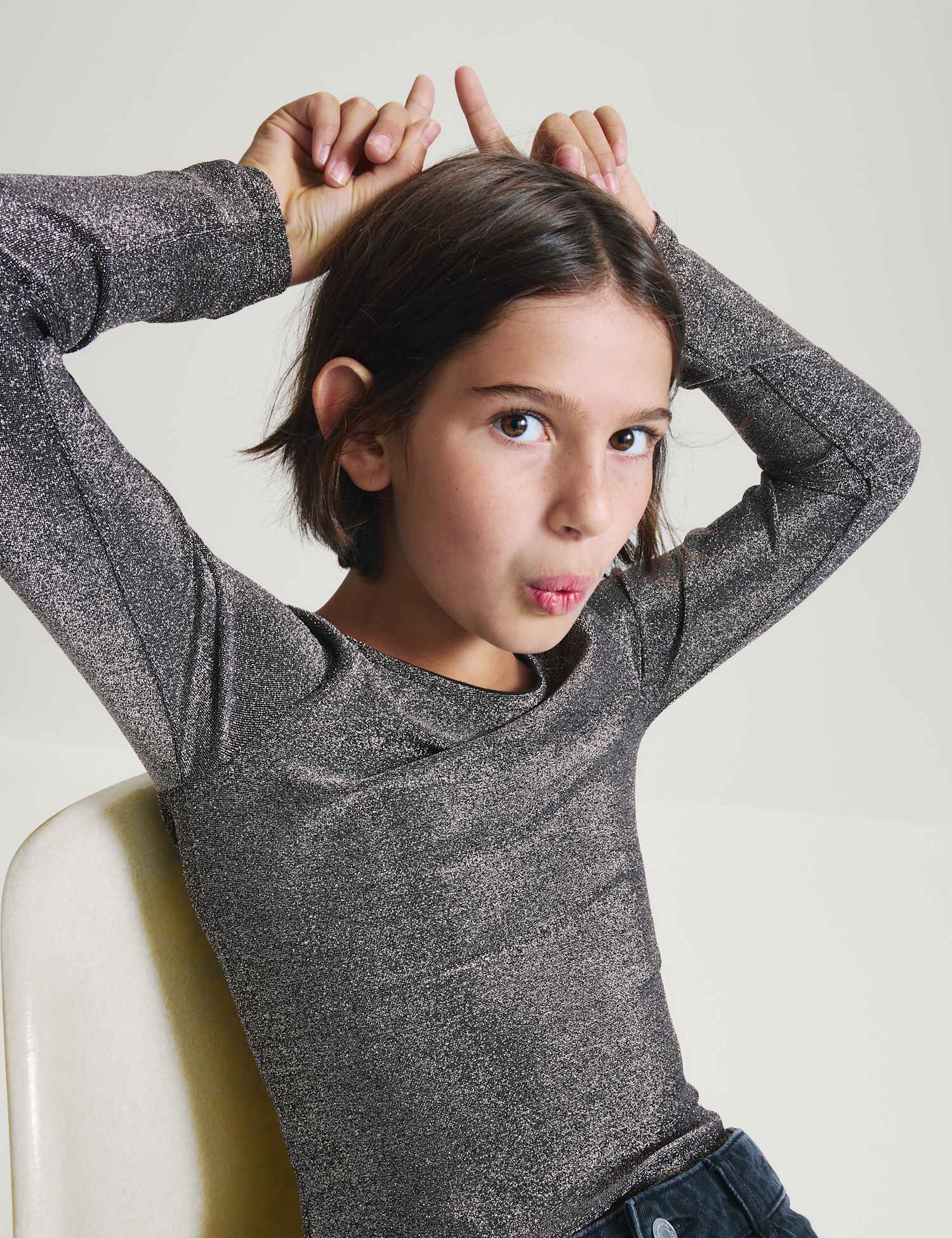 M&S Sparkly Off Shoulder Bardot Top Silver