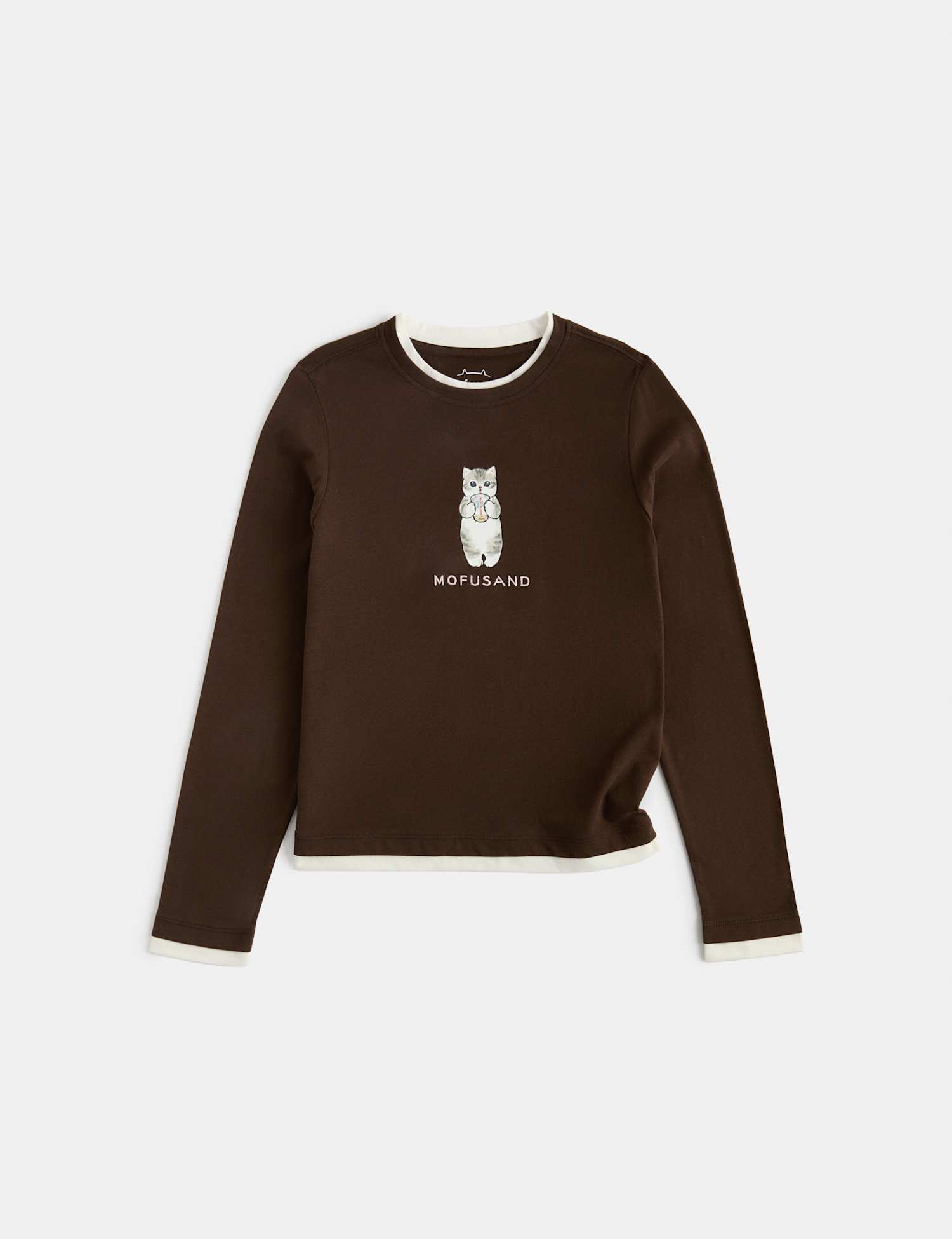 M&S Pure Cotton Mofusand Layered Effect Top (6-16 Yrs) Brown