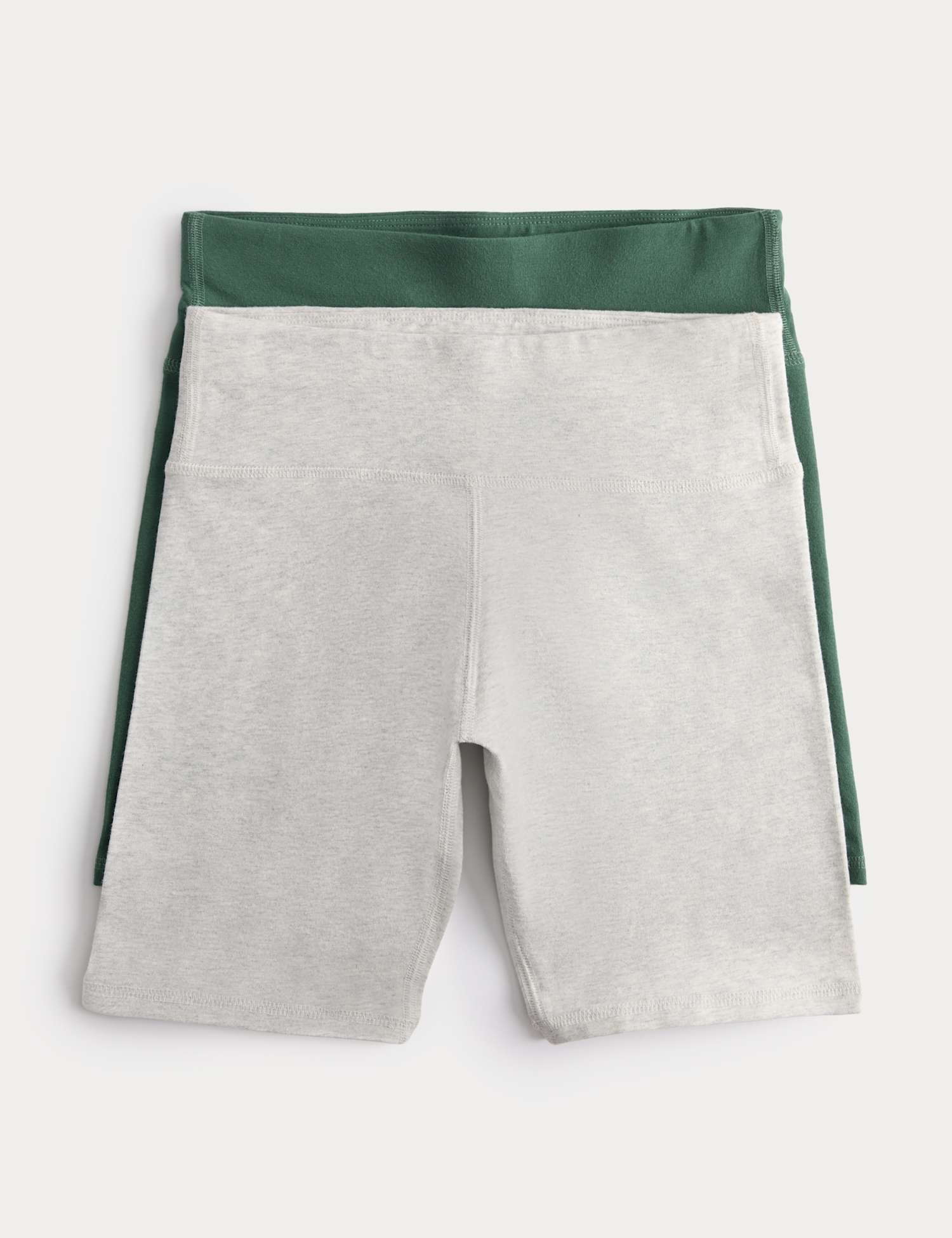M&S 2 Pack Cotton Rich Cycling Shorts (6-16 Yrs) Green Mix