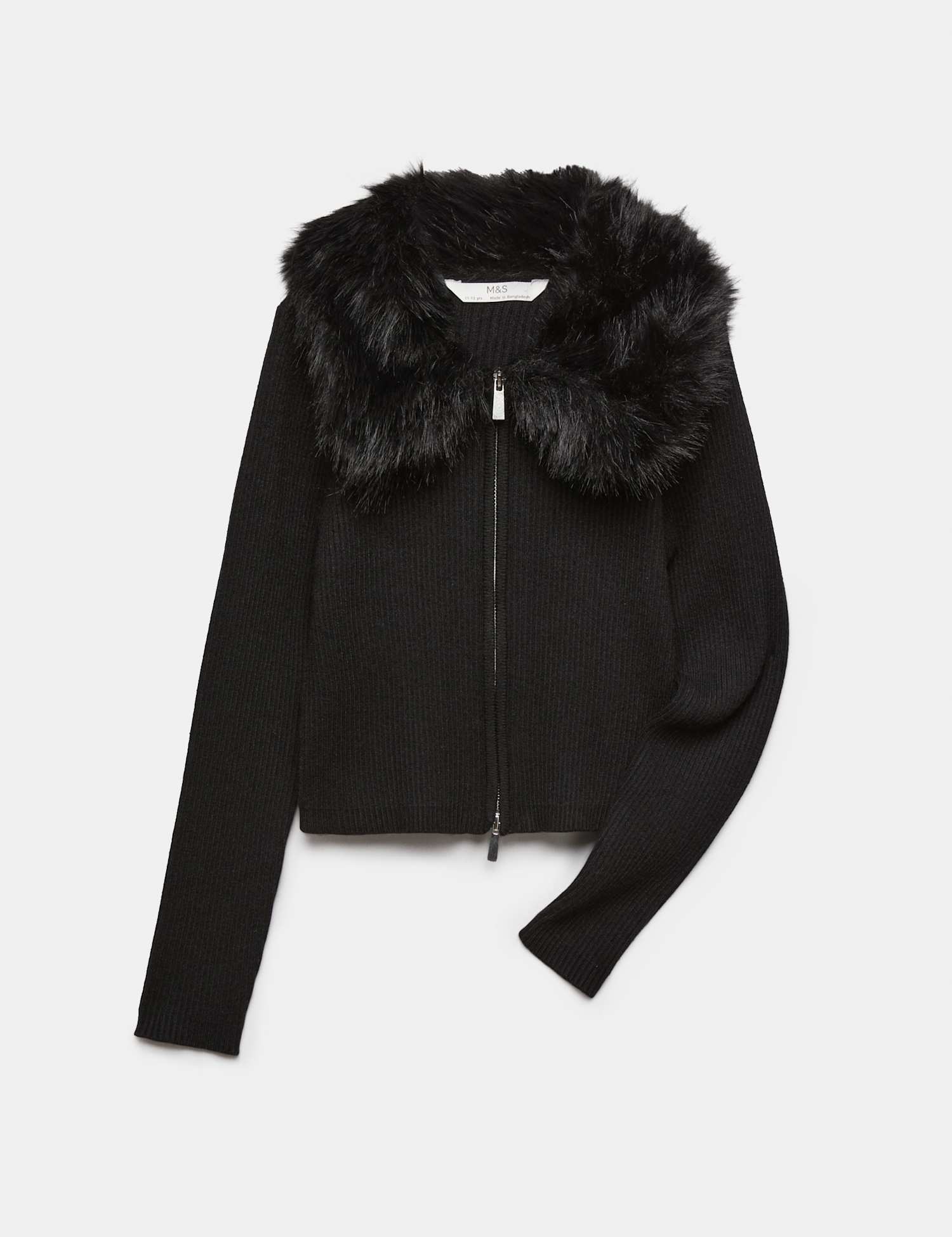 M&S Zip Cardigan (6-16 Yrs) Black