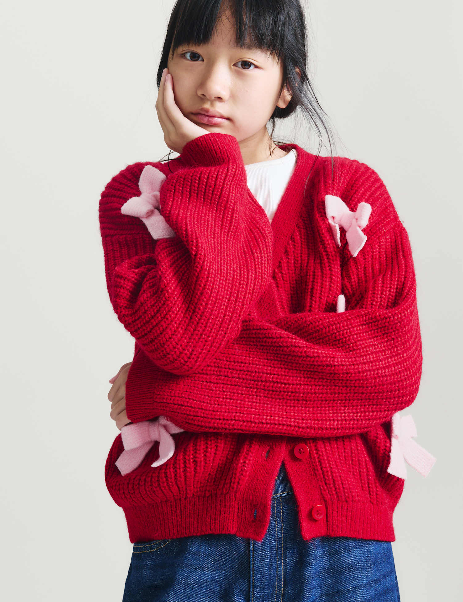 M&S Novelty Cardigan (6-16 Yrs) Red