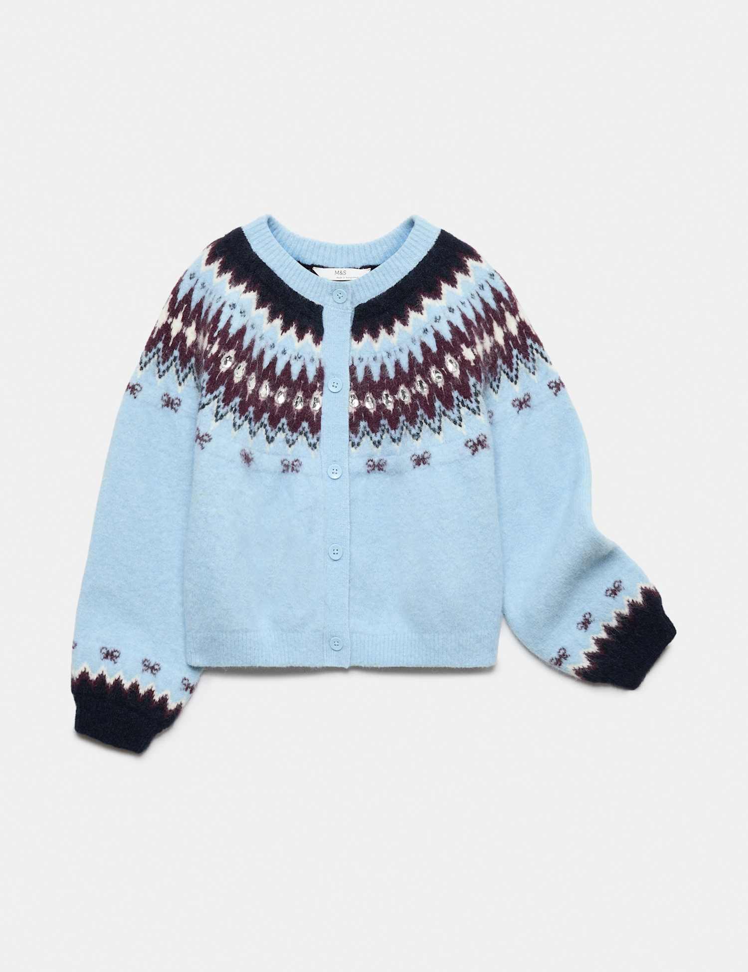M&S Patterned Cardigan (6-16 Yrs) Blue Mix